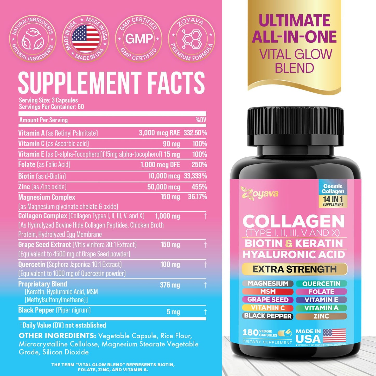 Zoyava Collagen Capsules 180 Count