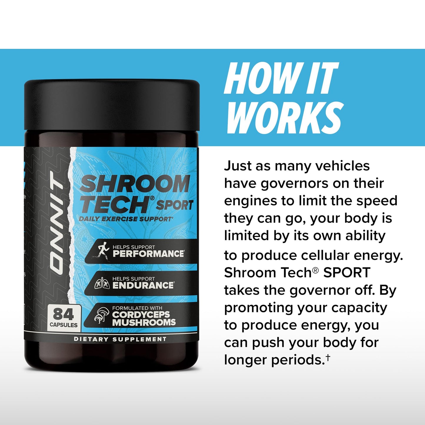 ONNIT Shroom Tech Sport Daily Exercise Support Capsules, Pre Workout Supplement with Cordyceps Mushrooms, Dietary Supplement for Daily Energy Support, 84 Count