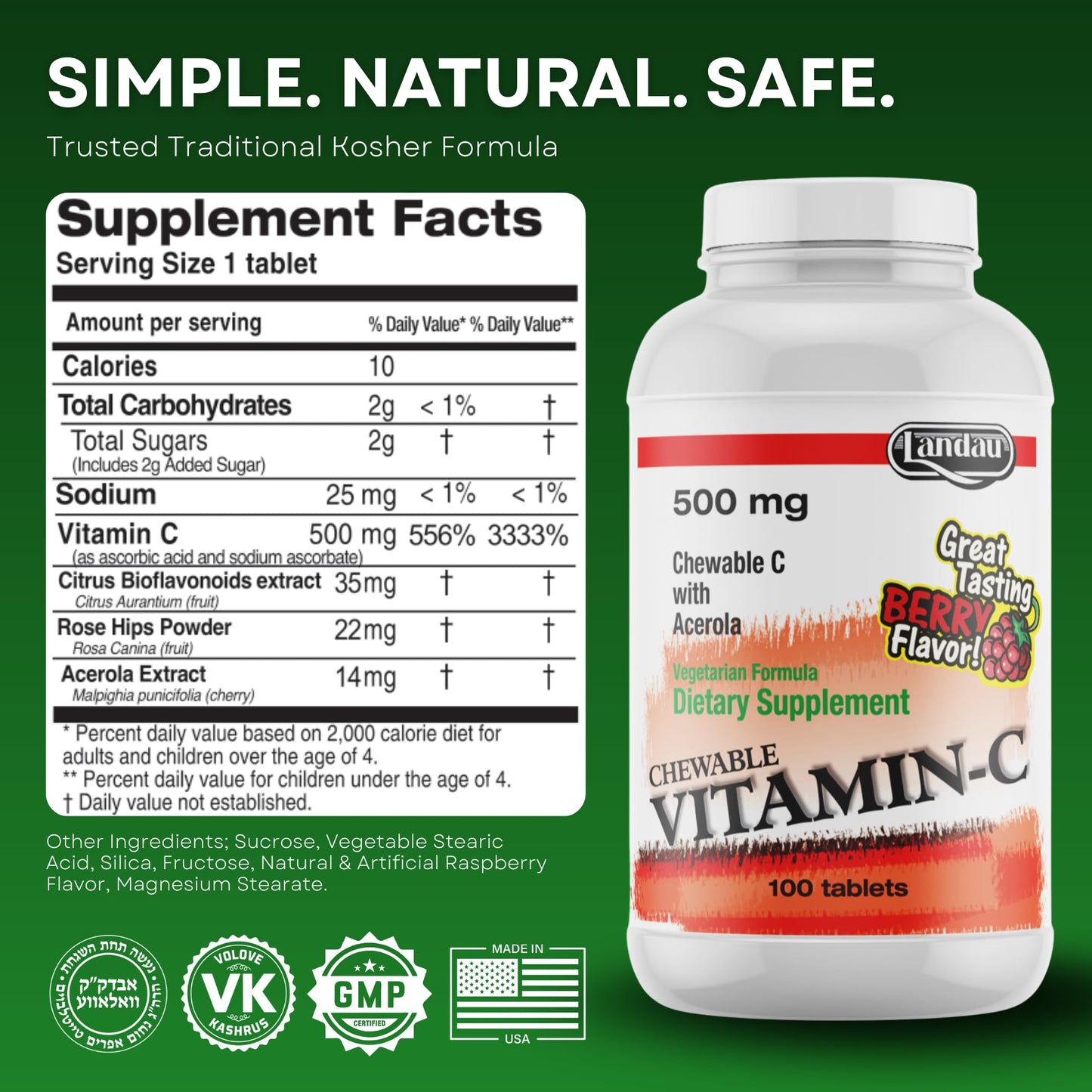 LANDAU Vitamin C 500mg Tablet 100 Tablets