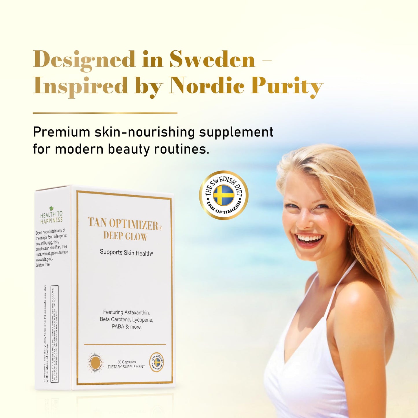 The Swedish Diet Tan Optimizer Deep Glow Astaxanthin Capsules 30