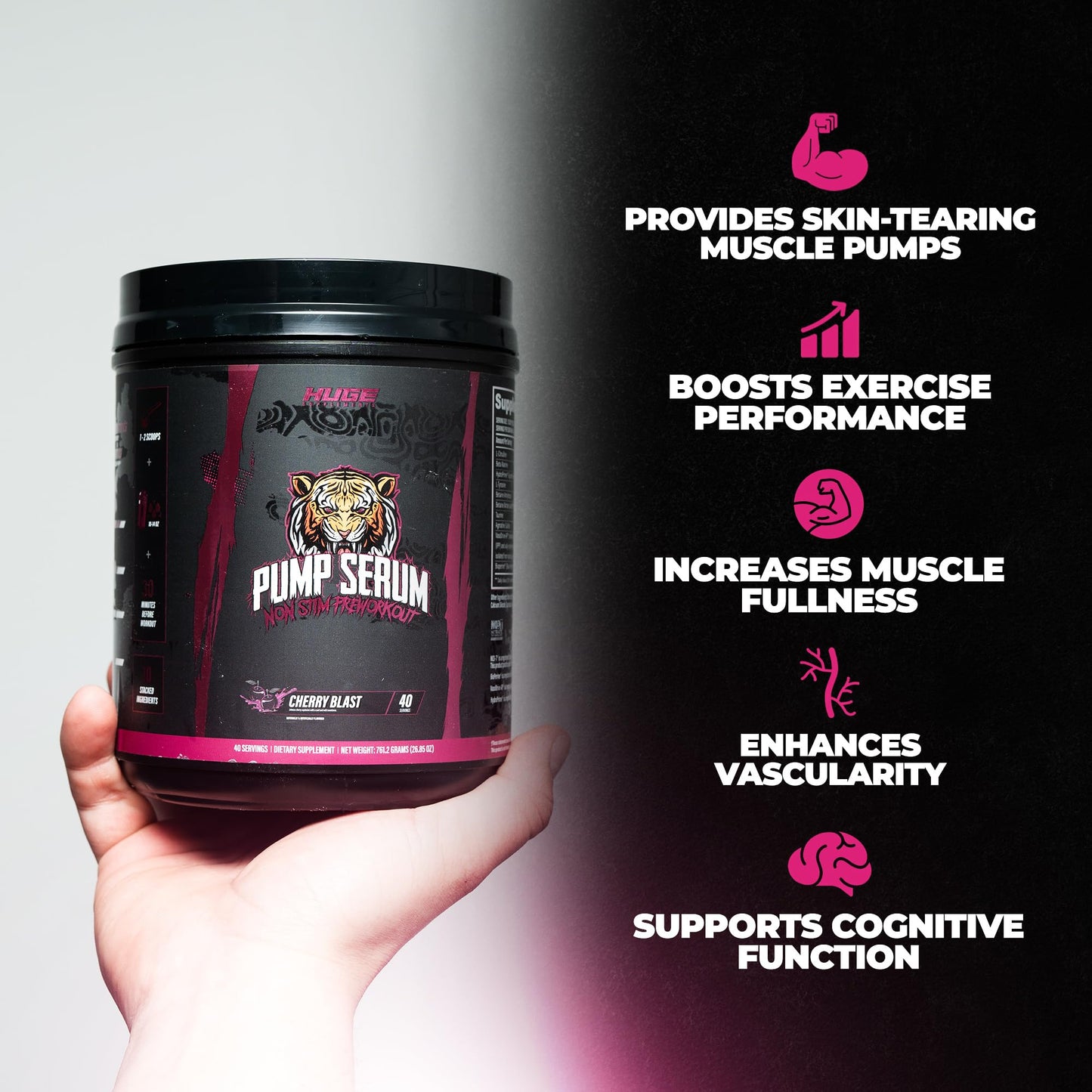 Huge Supplements Pump Serum Non-Stim Pre-Workout Powder 21.12 oz