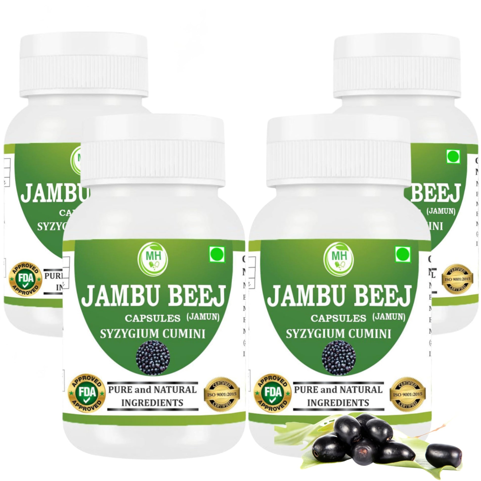 Generic Jambu Beej (Syzygium cumini) Capsules, 240 Capsules