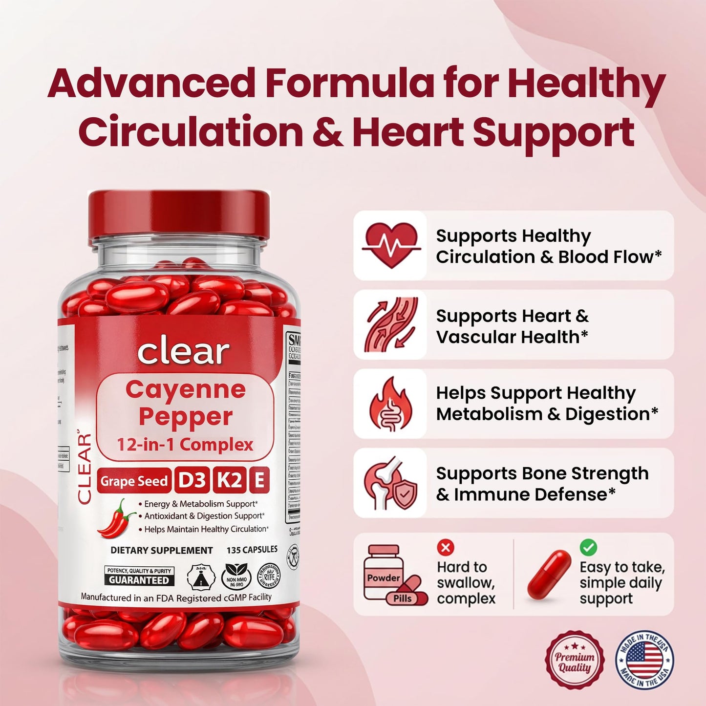 Clear Probiotics Cayenne Pepper Softgel 135 Softgels