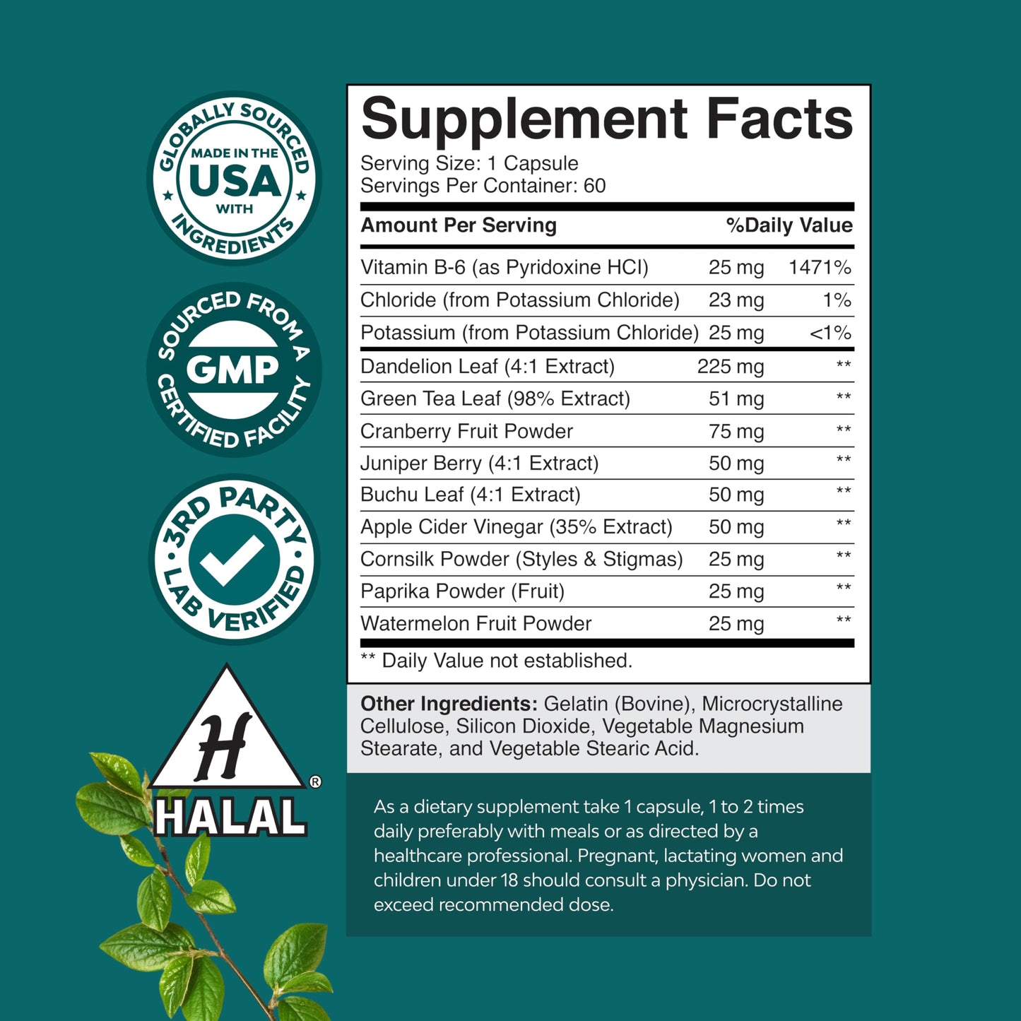 Natures Craft Water Away Herbal Diuretic 60 Capsules