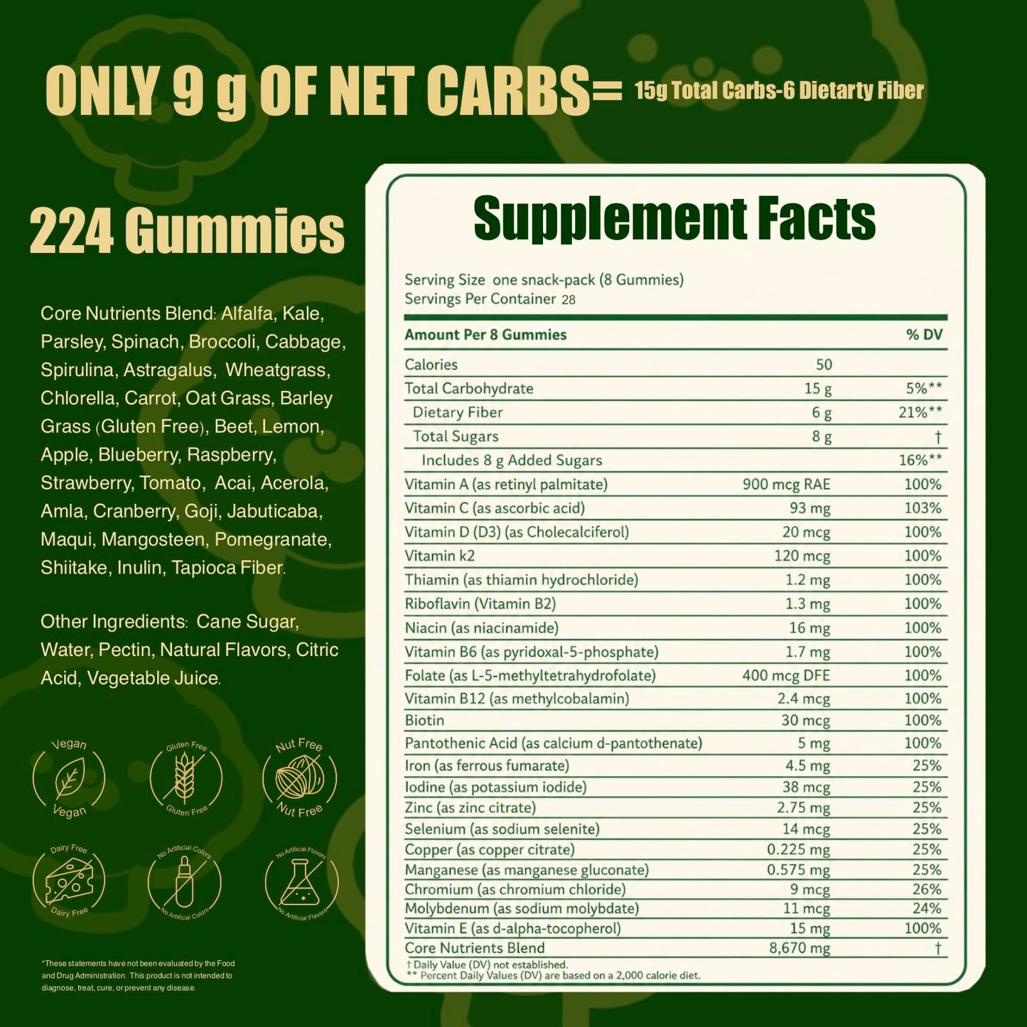 JerlyMush Greens Daily Gummies Gummy, 224 Count