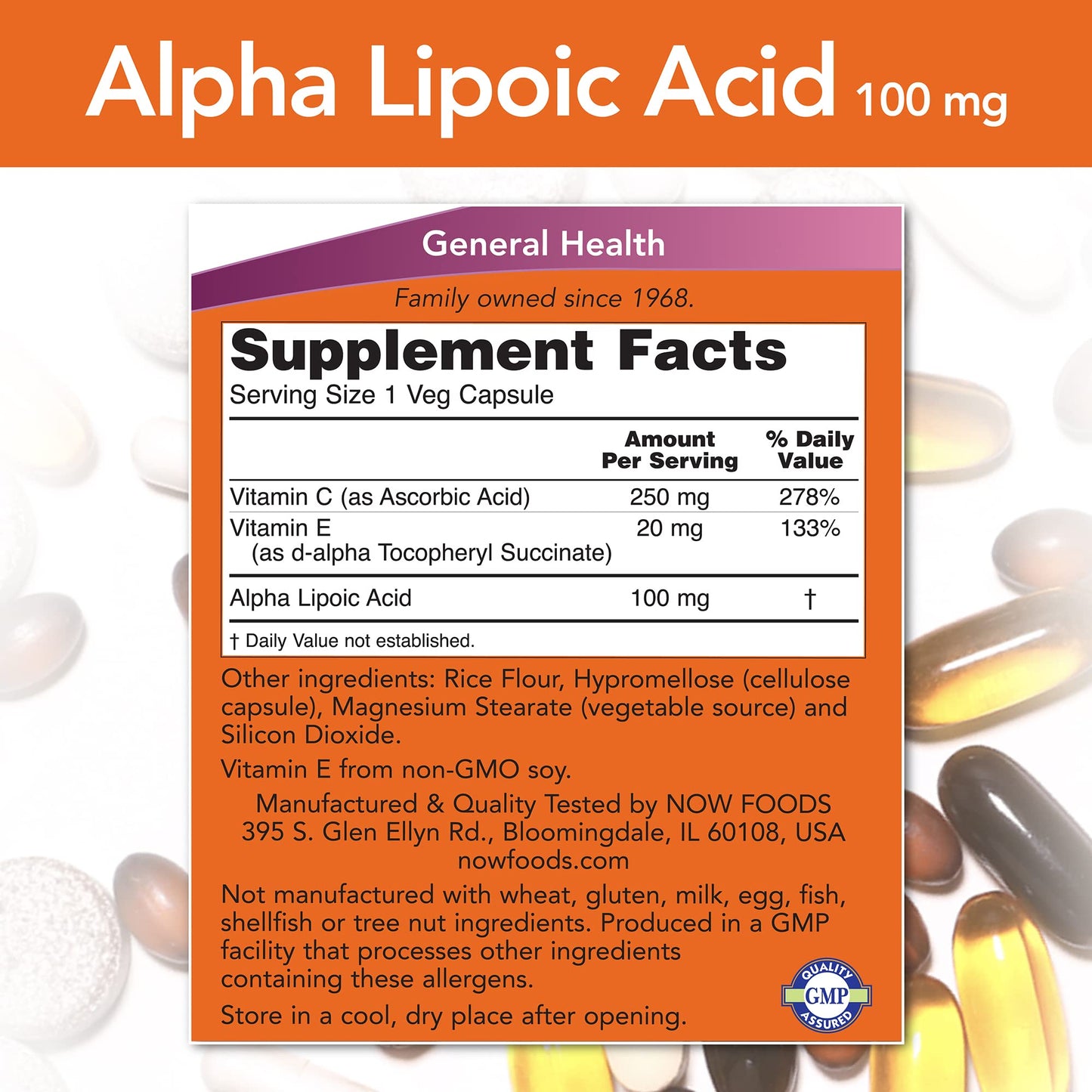 NOW Foods Alpha Lipoic Acid 100 mg Capsules, 120 Count