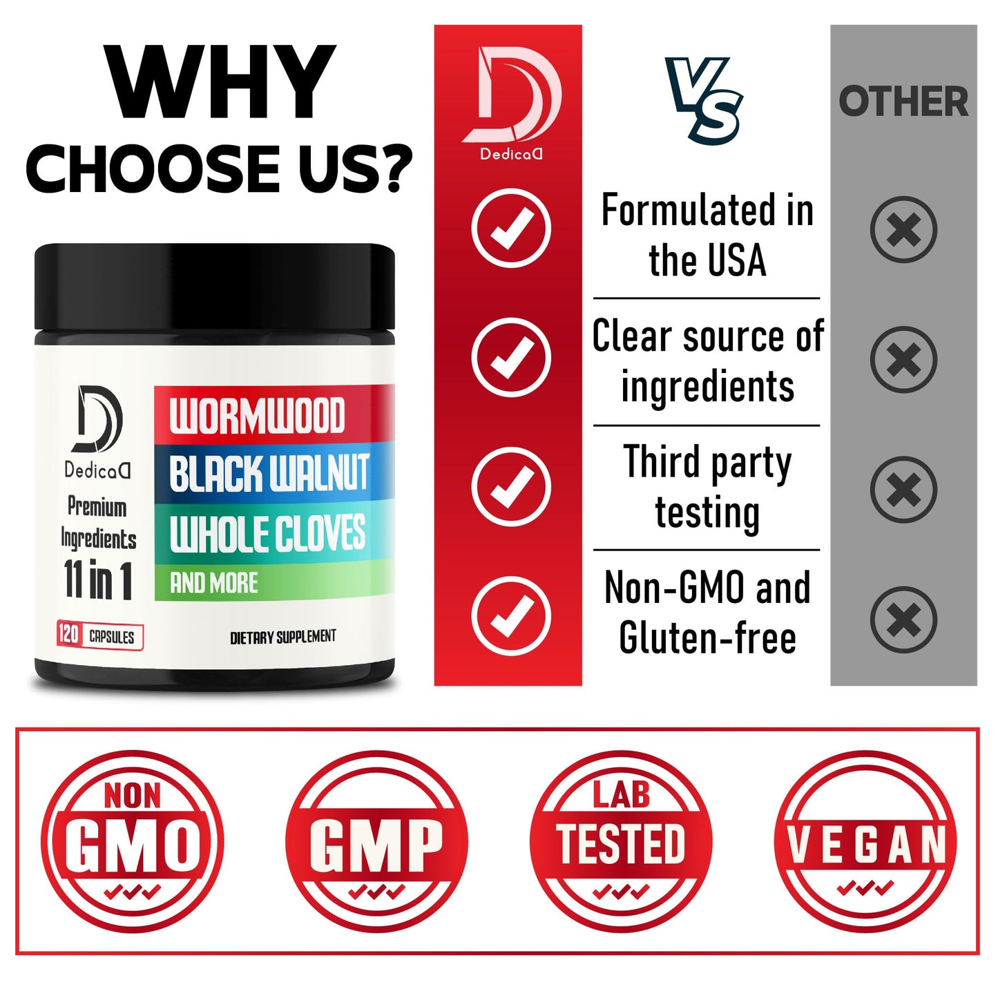 DEDICAD Wormwood Supplement Capsules, 120 Capsules