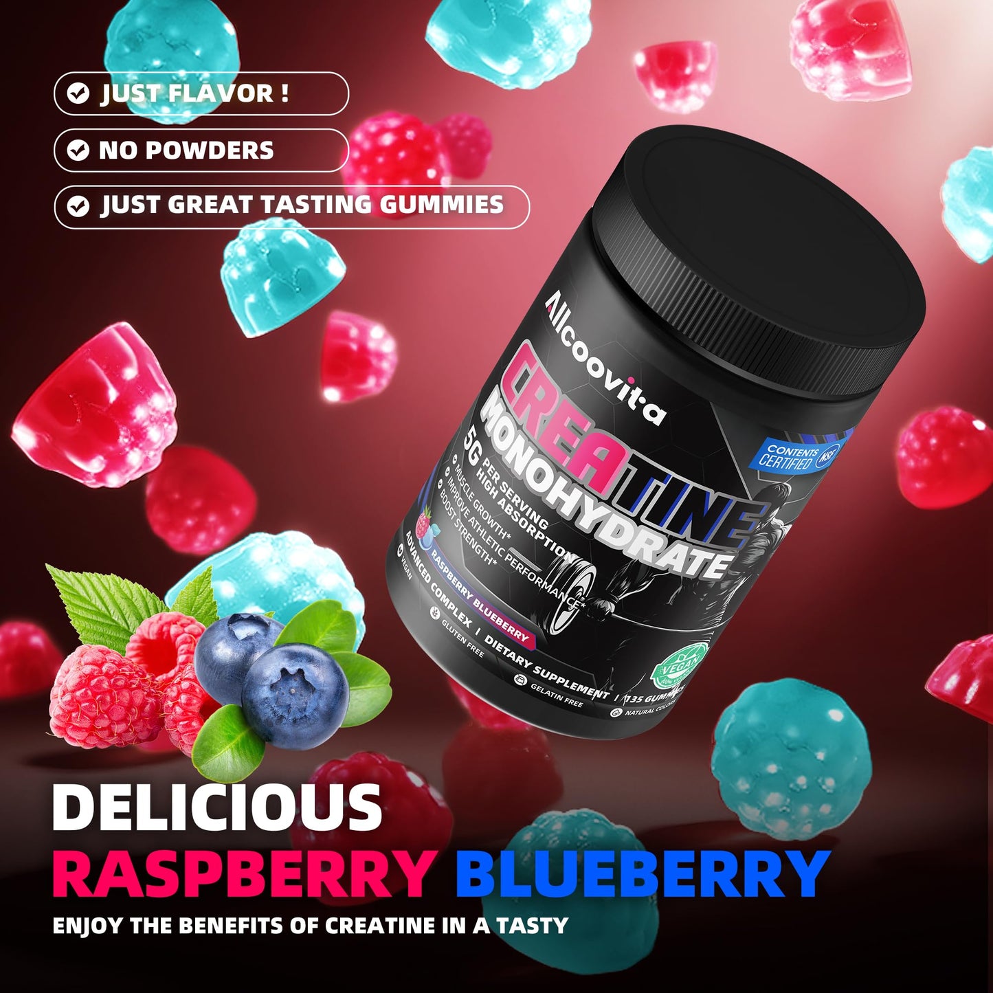 Allcoovita Creatine Monohydrate Gummies 135 ct
