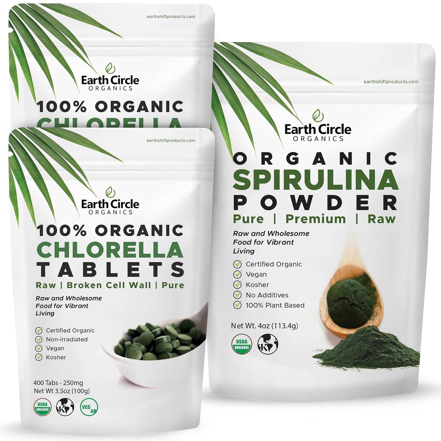 Earth Circle Organics Chlorella Tablets 400 (Pack of 2)