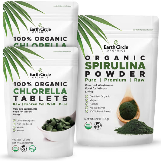 Earth Circle Organics Chlorella Tablets 400 (Pack of 2)