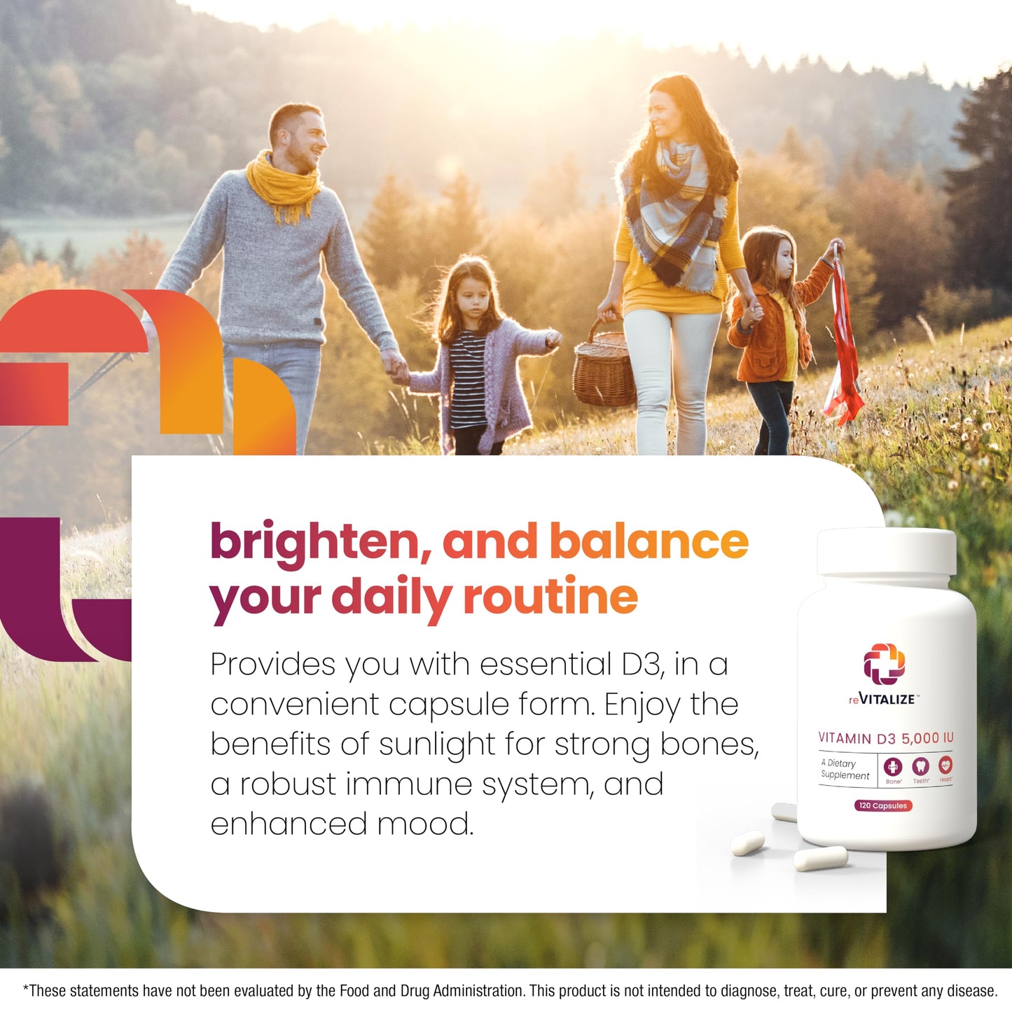 REVITALIZE Vitamin D3 5000 IU Supplement for Immune Support & Bone Health Capsule, 120 Count