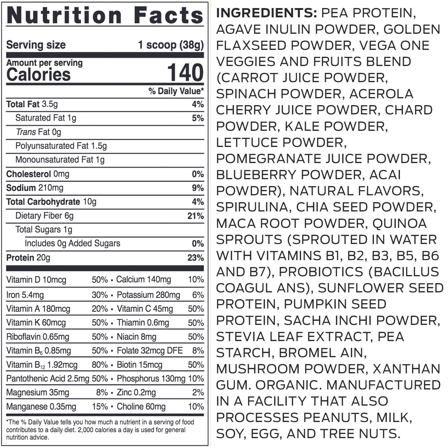 Vega Organic All-in-One Vegan Protein Powder French Vanilla 1.52 lb (Pack of 12)