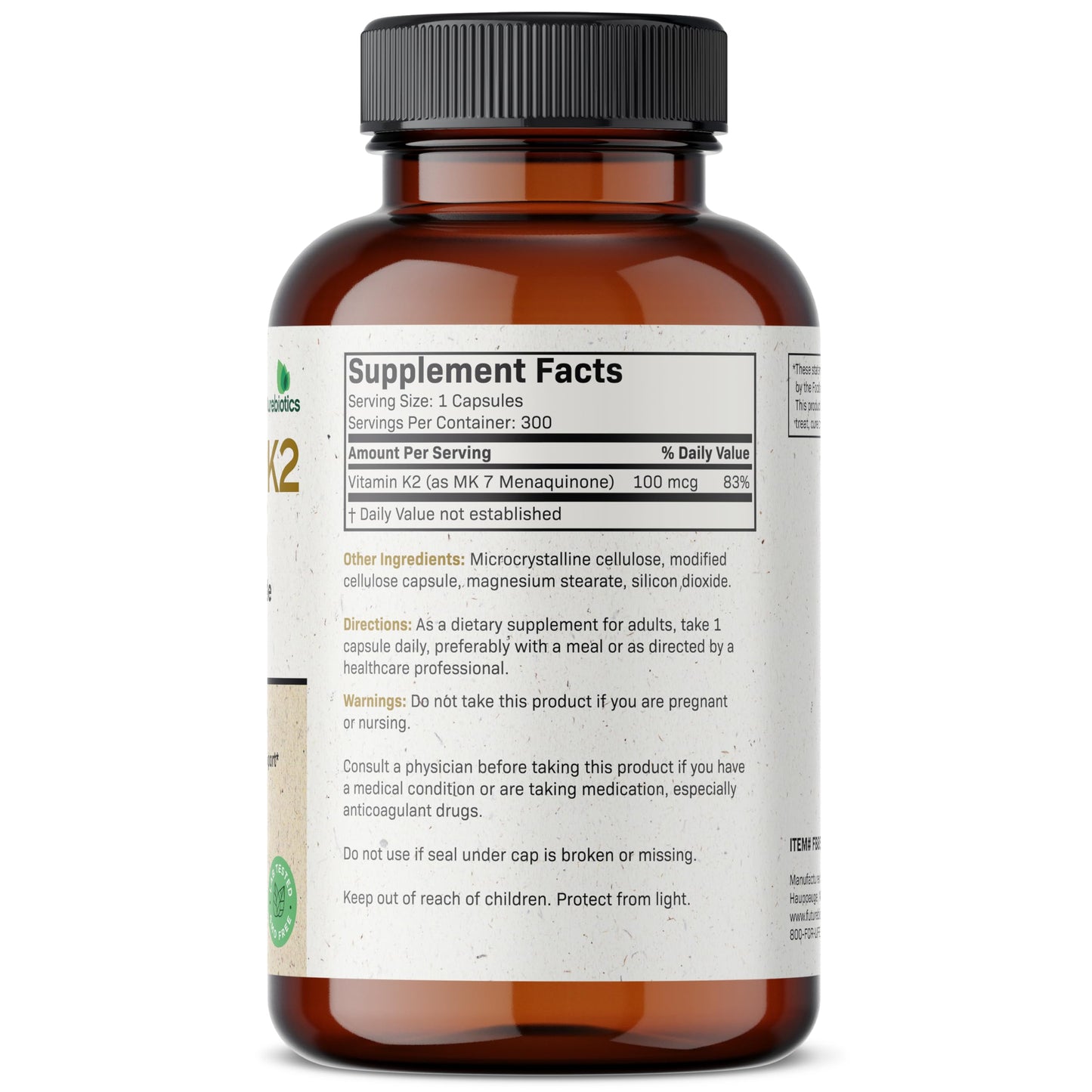 Futurebiotics Vitamin K2 as MK-7 100 mcg Capsules, 300 Count