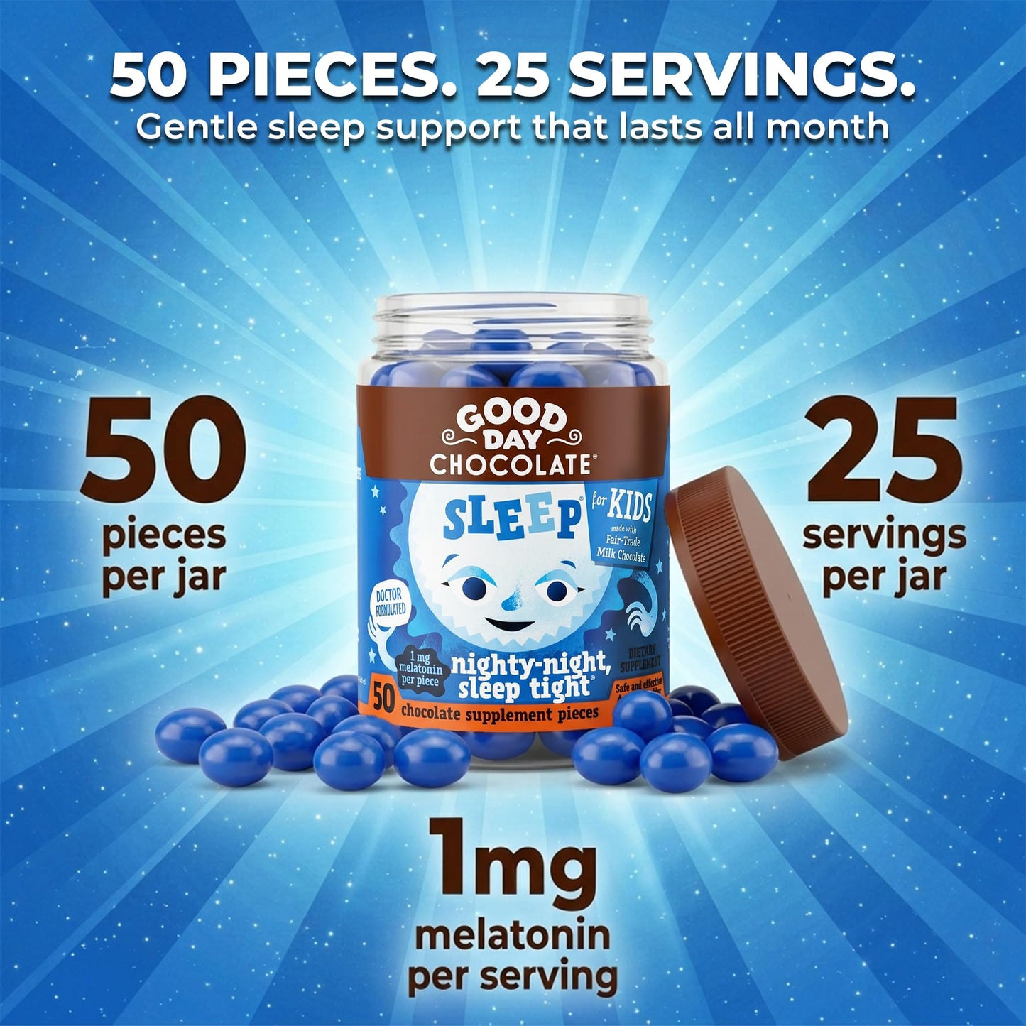 Good Day Chocolate Melatonin for Kids Chewable 100 Count