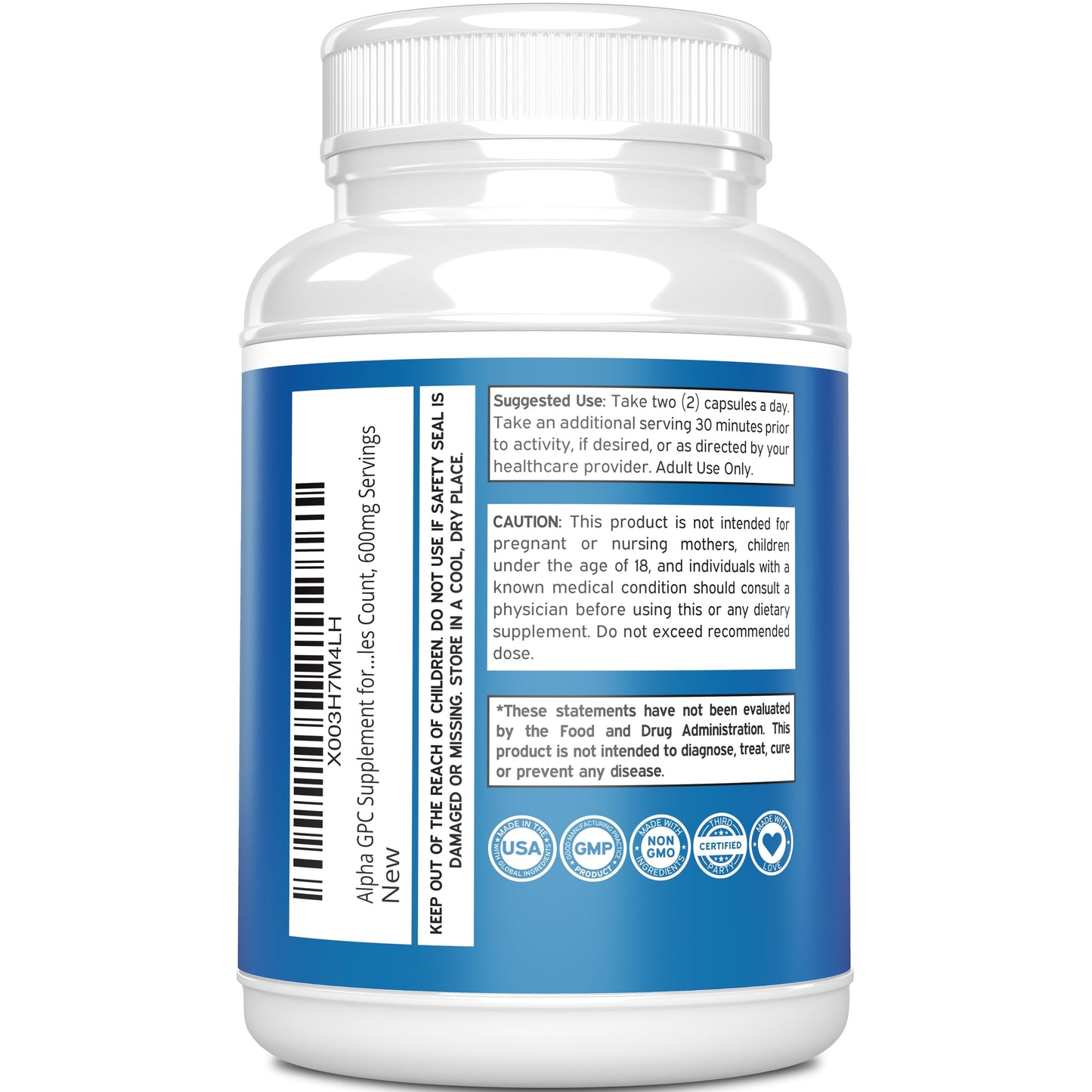 DORADO NUTRITION Alpha GPC Choline Capsules 120 Count