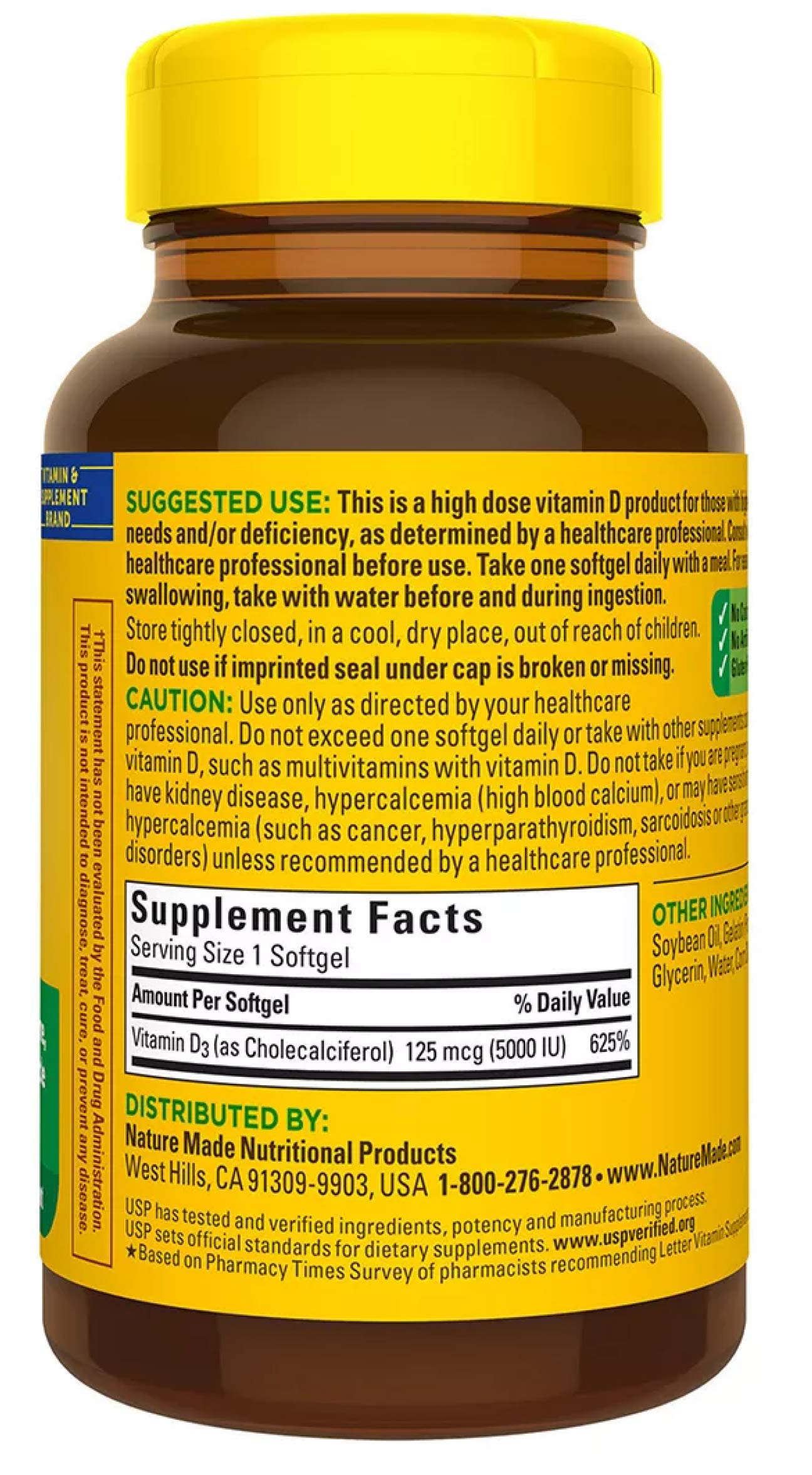 Nature Made Vitamin D-3 5000IU Softgels 220 Count