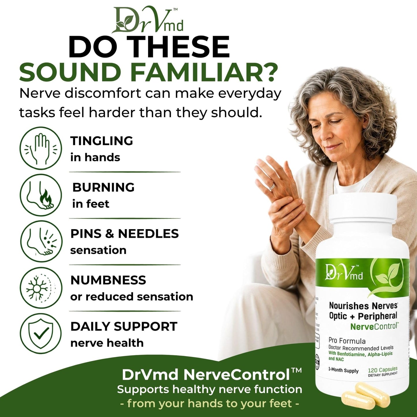 DrVmd Nerve Relief for Hands and Feet Capsule, 120 Count
