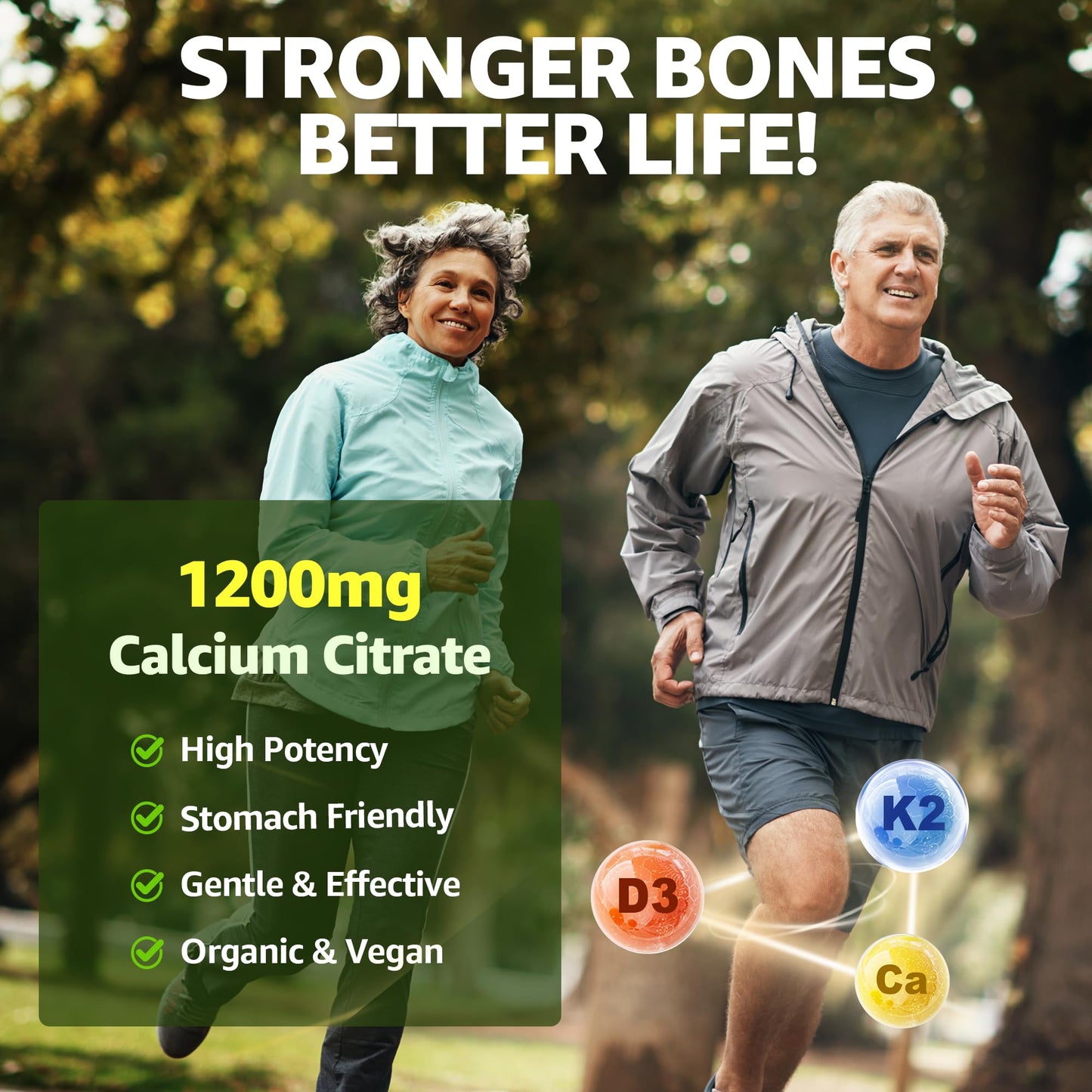 Nextdia Calcium Citrate Gummies 1200mg with Vitamin D3 K2, Chewable Calcium Supplements, 60 Gummies