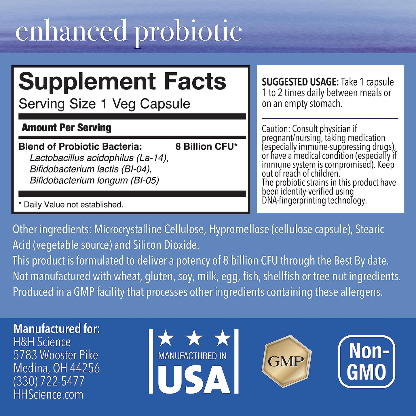 Balanced Skin Enhanced Probiotic - 8 Billion CFU Daily Gut & Skin Support with 3 Targeted Strains, Capsule, 60 Count
