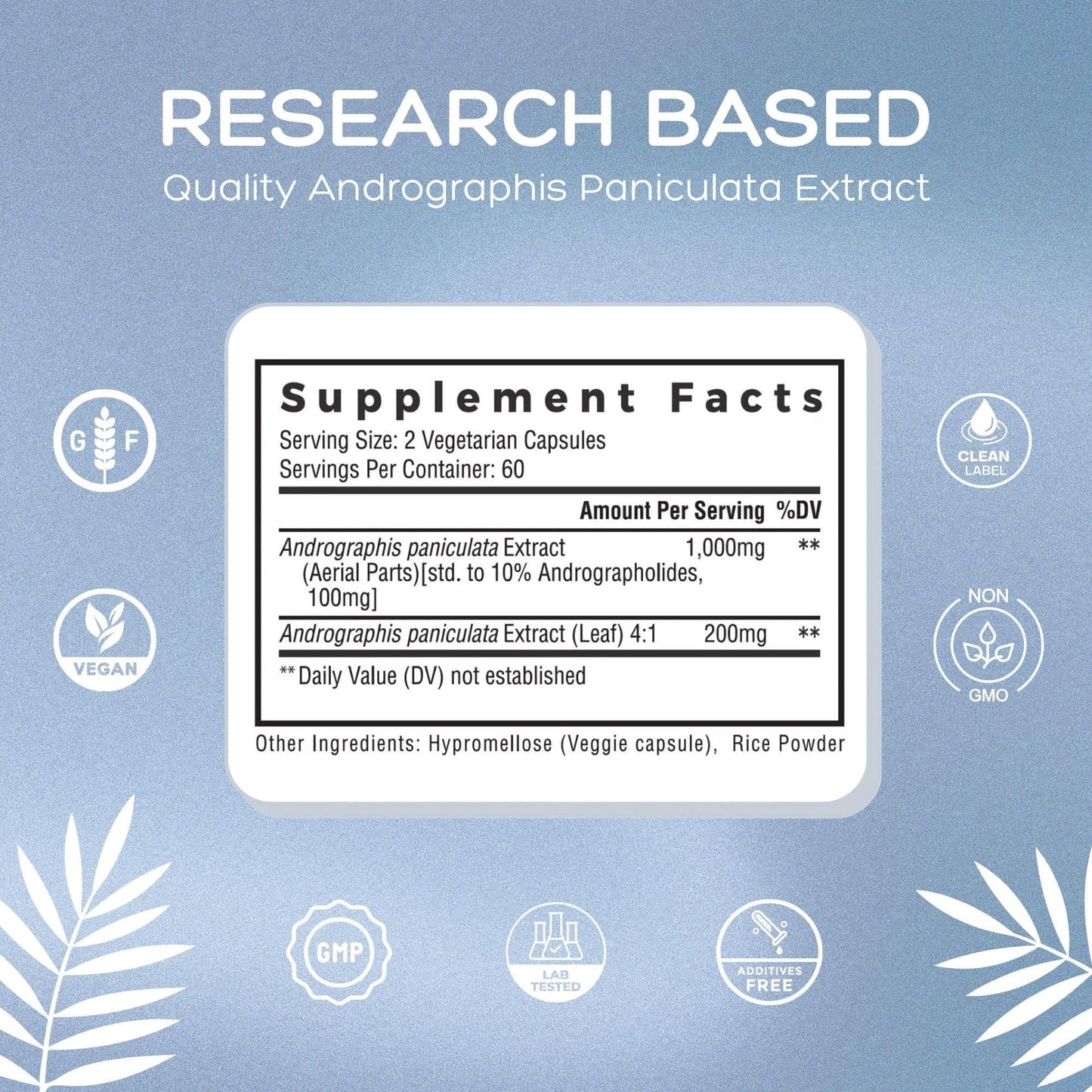 Natural Cure Labs Premium Andrographis Paniculata Extract 1200mg (100mg Standardized Andrographolides) Capsules, 120 Count