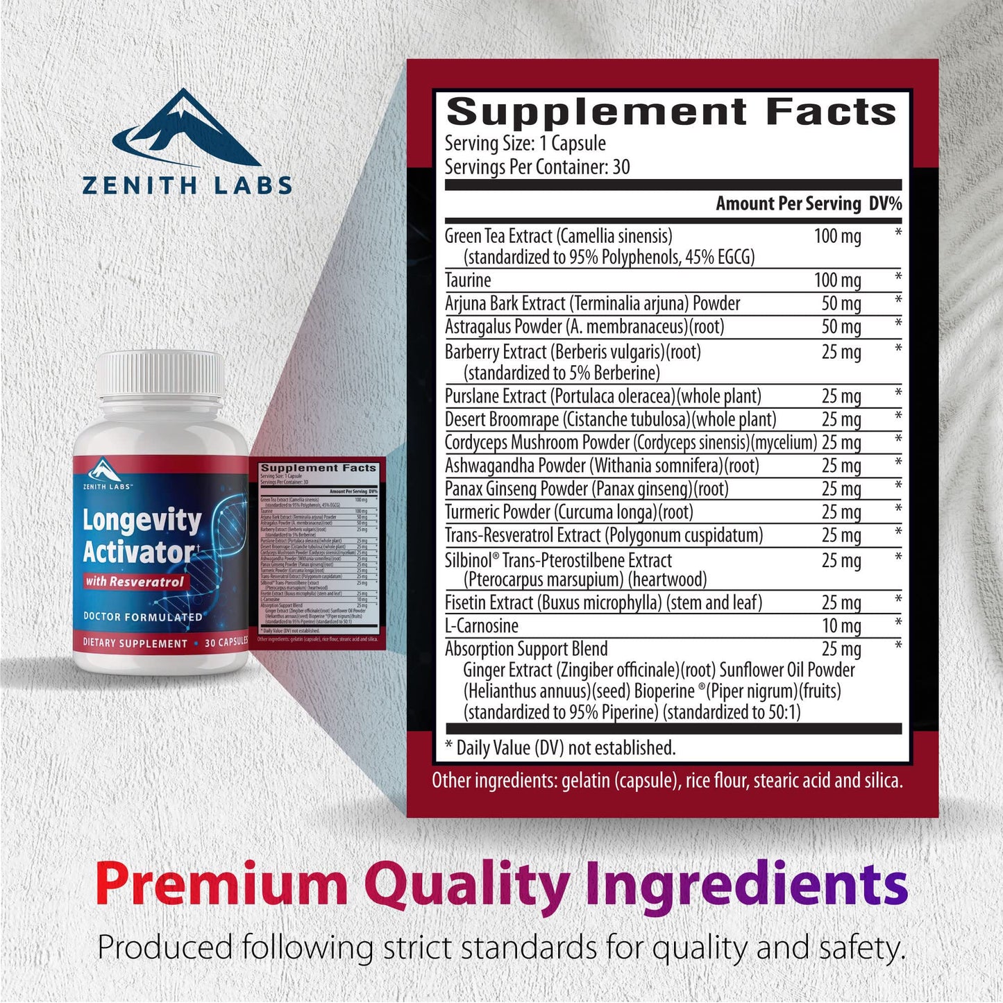 Zenith Labs Longevity Activator Anti-Aging Supplement Capsule 30 Count