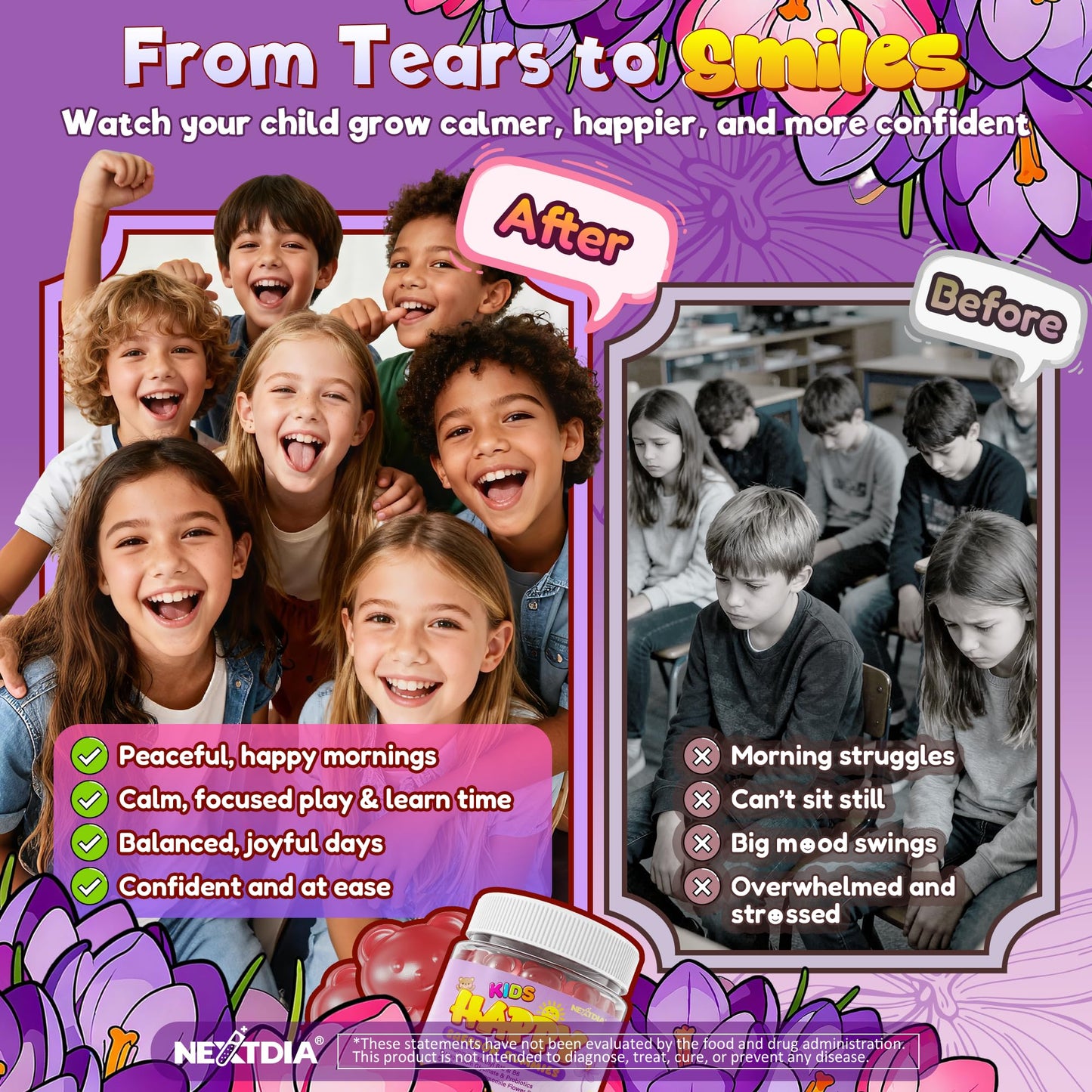 Nextdia Happy Saffron Gummies for Kids 60 Count