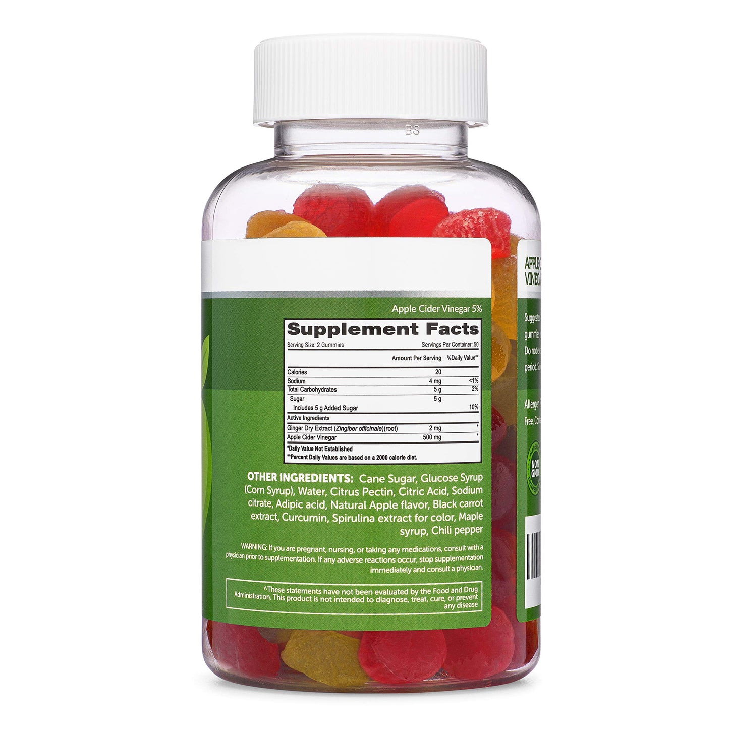 Herbatech Supplements Apple Cider Vinegar Gummies with Mother, 100 Gummies