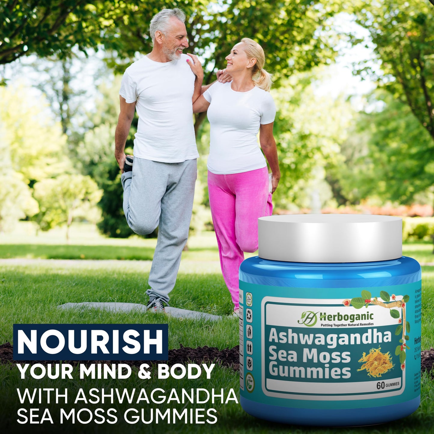 HERBOGANIC Ashwagandha Sea Moss Gummies 60 Count
