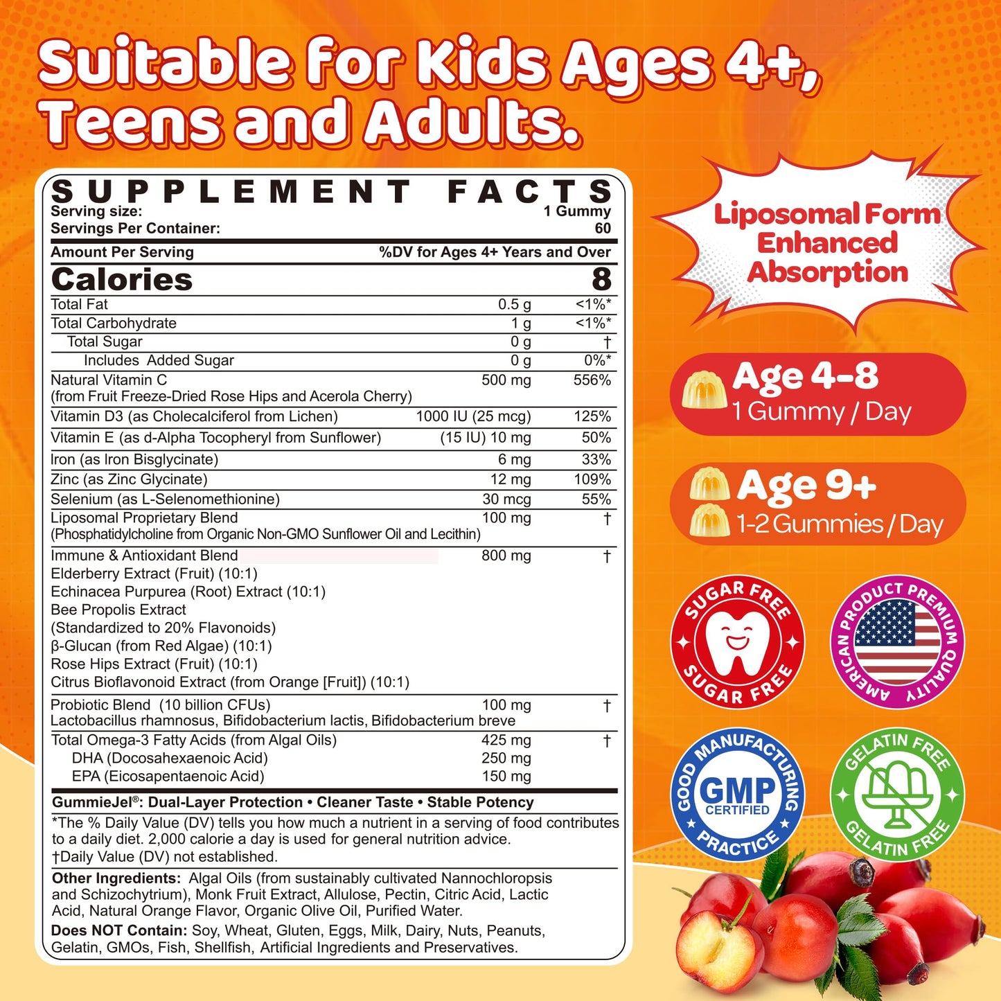 LILICARE Liposomal Vitamin C 500mg Gummies 60 Count