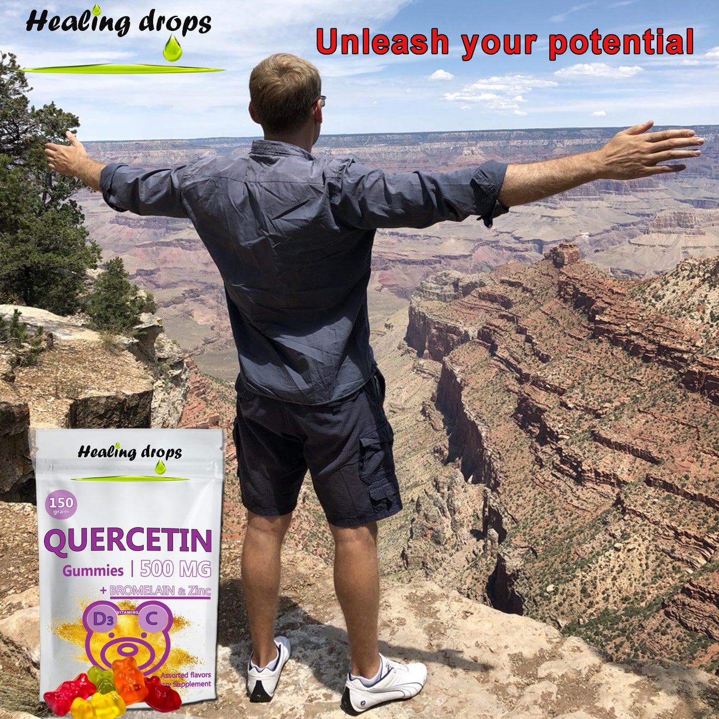 Healing Drops Quercetin with Bromelain Tablets, 150 Count