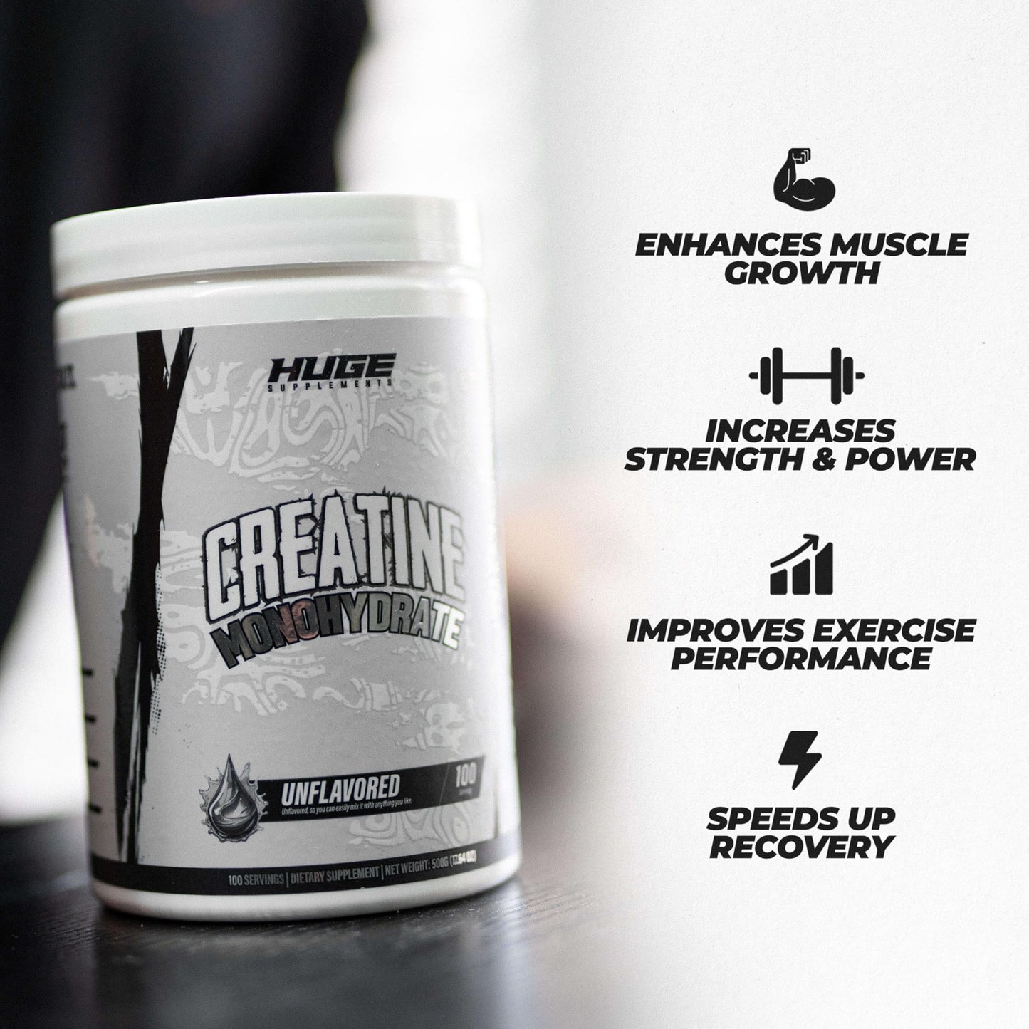 Huge Supplements Pure Micronized Creatine Monohydrate Powder 1.1 Pound