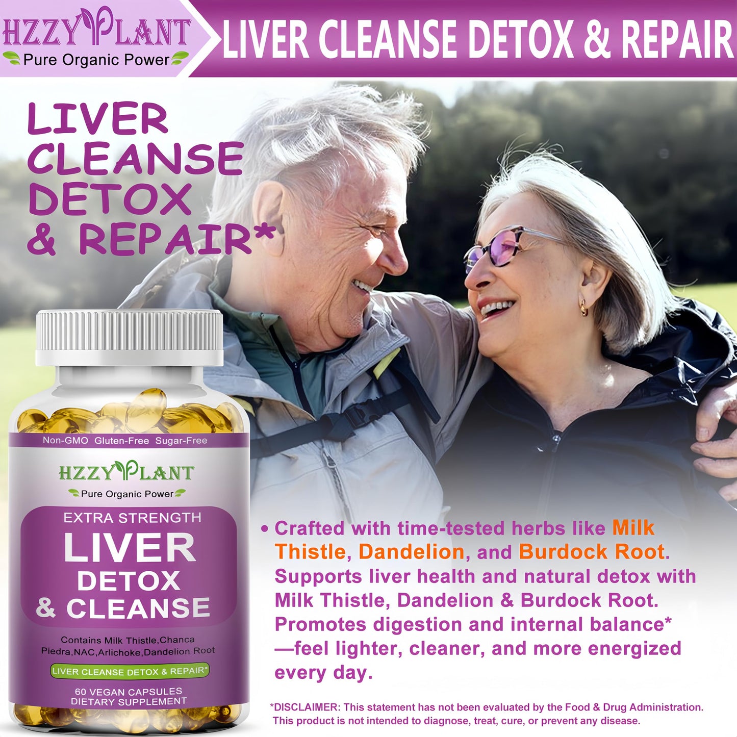 HZZYPLANT Liver Cleanse Detox & Repair Softgel Capsules 60 Count