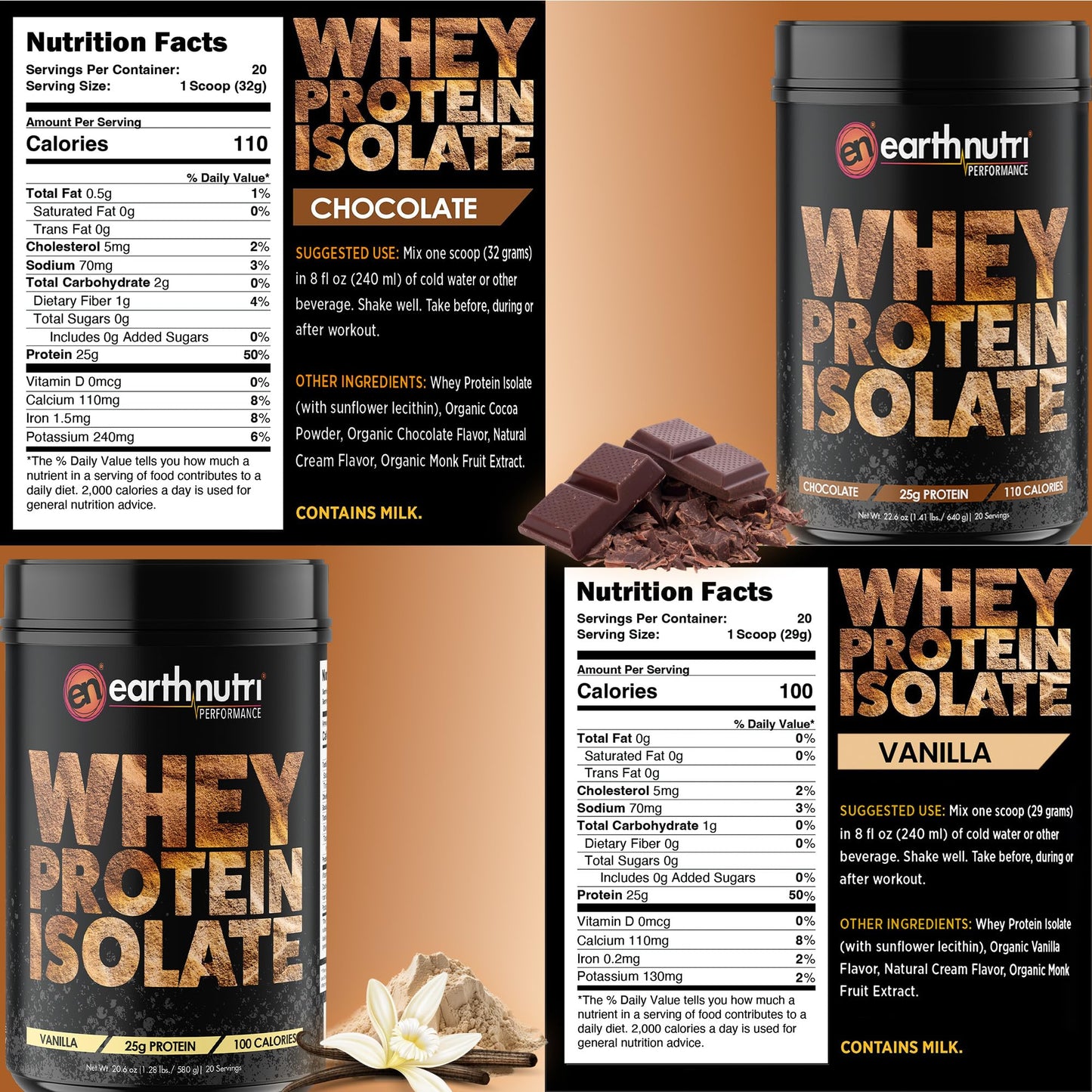 EarthNutri Whey Isolate Protein Powder Bundle 53.3
