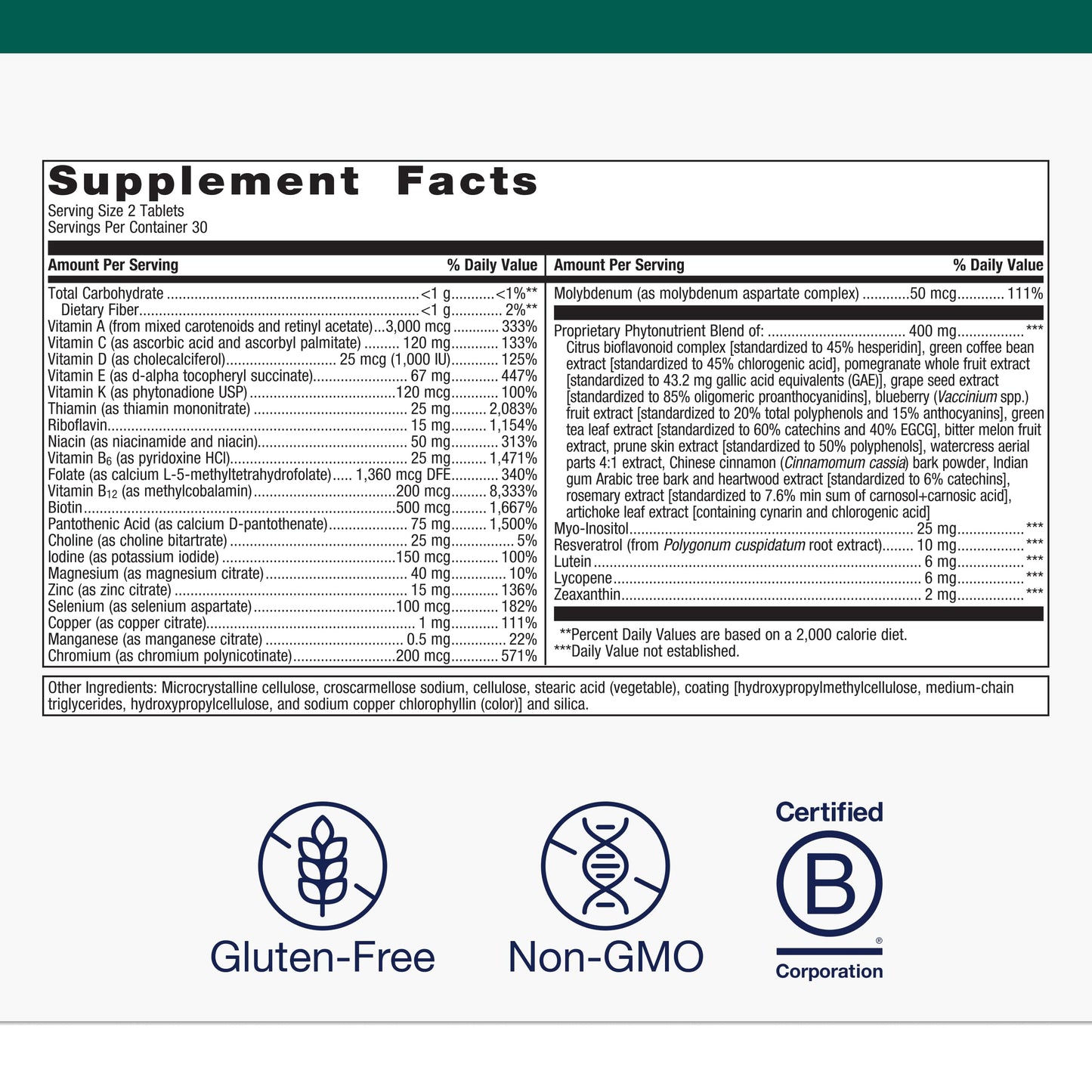 Metagenics PhytoMulti Multivitamin Without Iron Tablet, 60 Tablets