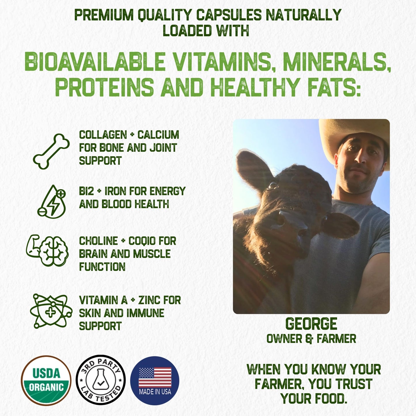 Grassfat Grassfed Beef Organ Supplements Capsules 20 Count