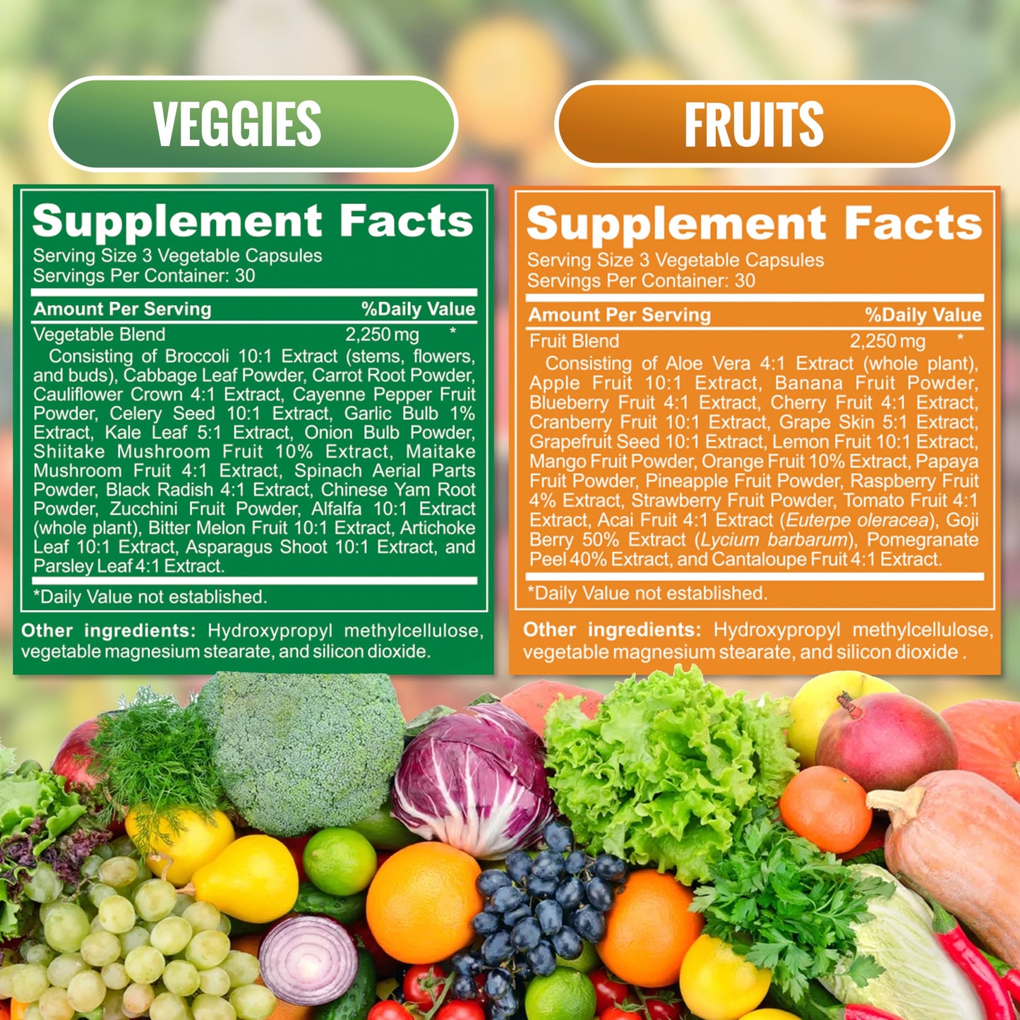 The Vitamin Kitchen Fruit and Veggie Supplements Capsules 90 Count