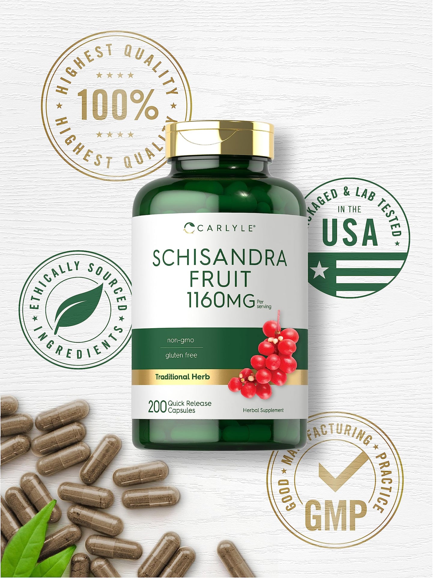 Carlyle Schisandra Supplement 1160 mg Capsule 200 Count