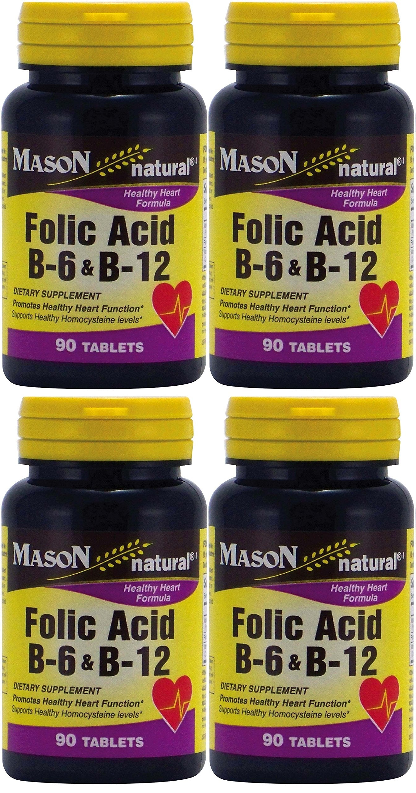 Mason Natural Folic Acid B-6 & B-12 Heart Health Formula, 360 Tablets