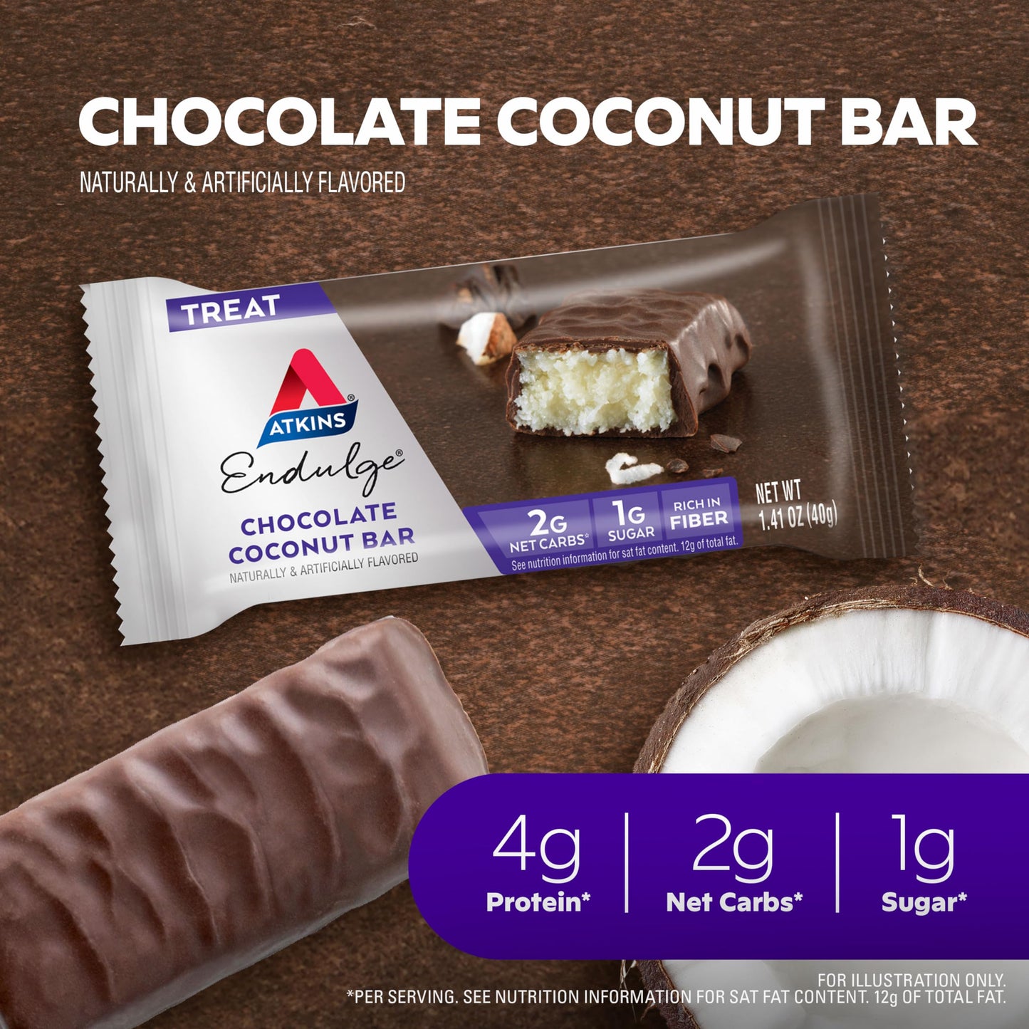 Atkins Endulge Chocolate Coconut Bar, 16 Count