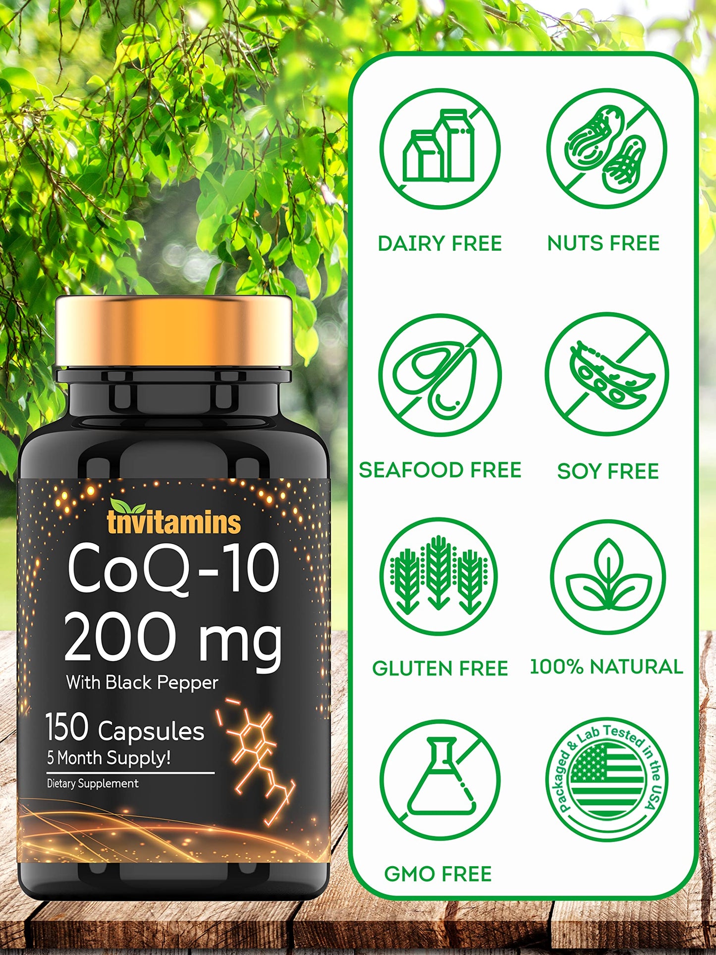 tnvitamins CoQ-10 200mg, 150 Capsules