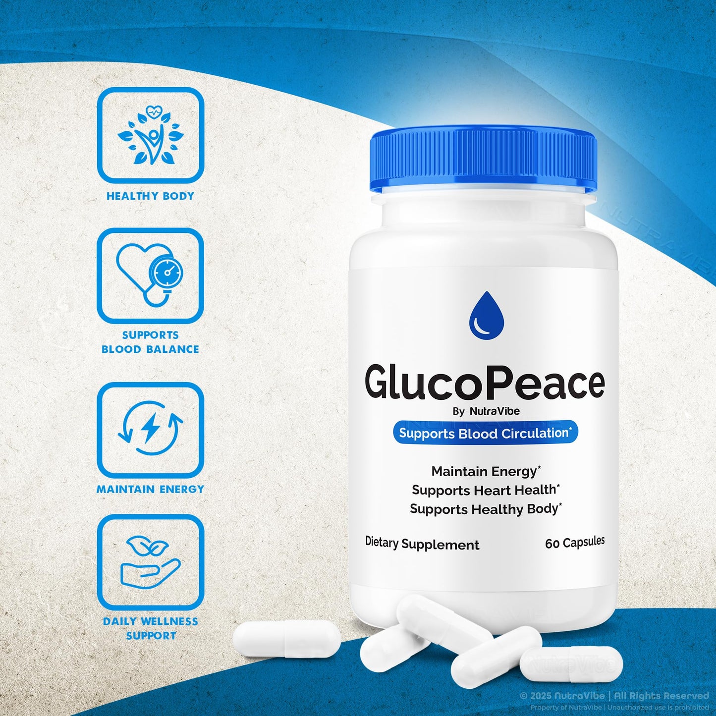 NutraVibe Gluco Peace Pills Capsule 60 Count