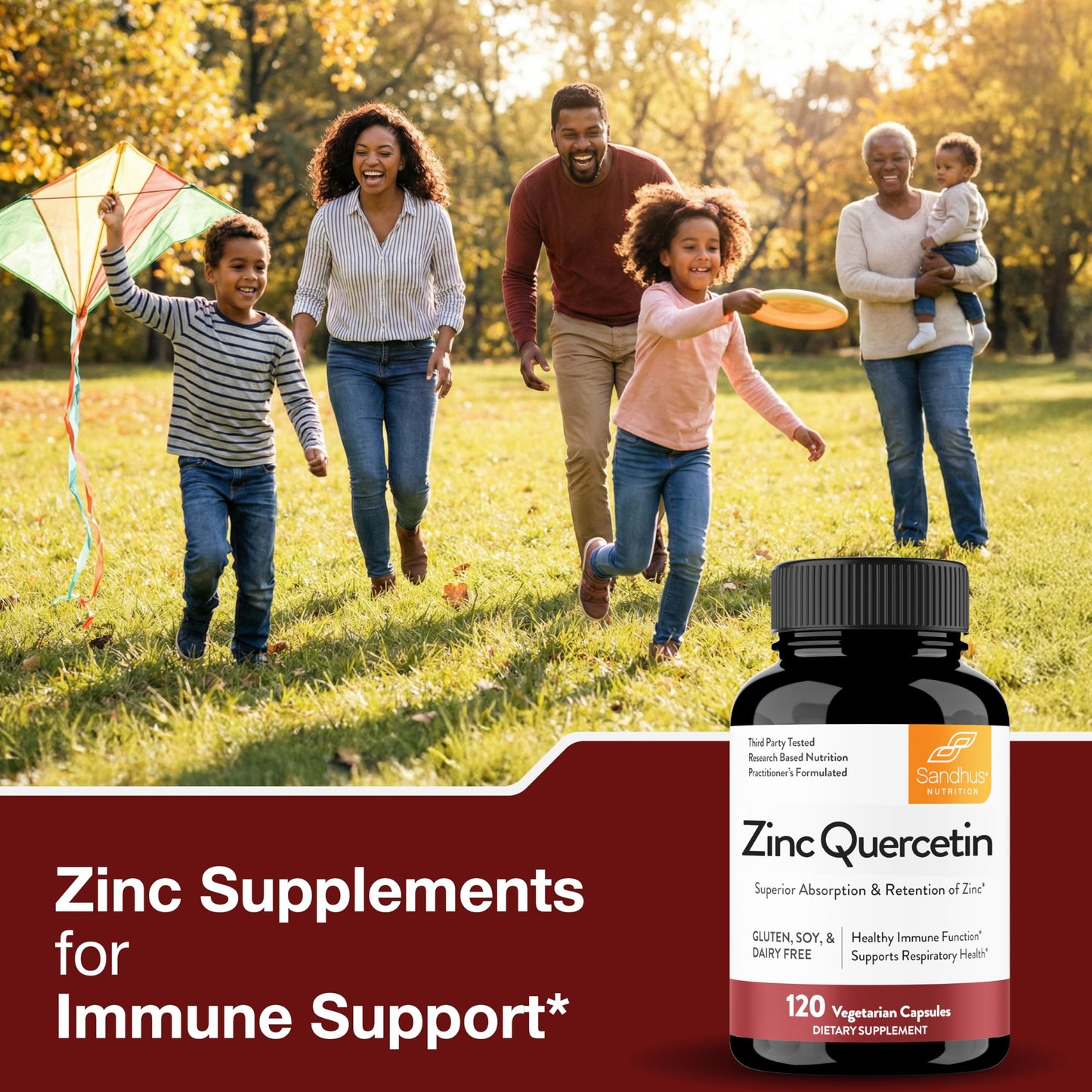 Sandhu's Zinc Quercetin 120 Vegetarian Capsules, 240 Capsules