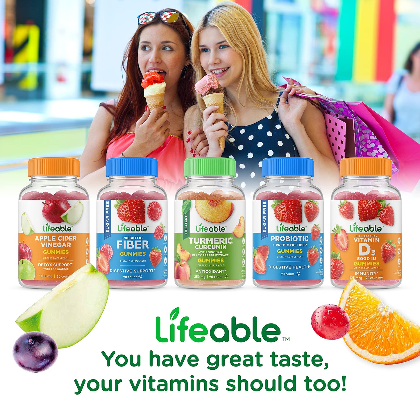 Lifeable Probiotic 2 Billion CFU + Calcium, Magnesium, Zinc & Vitamin D Gummies