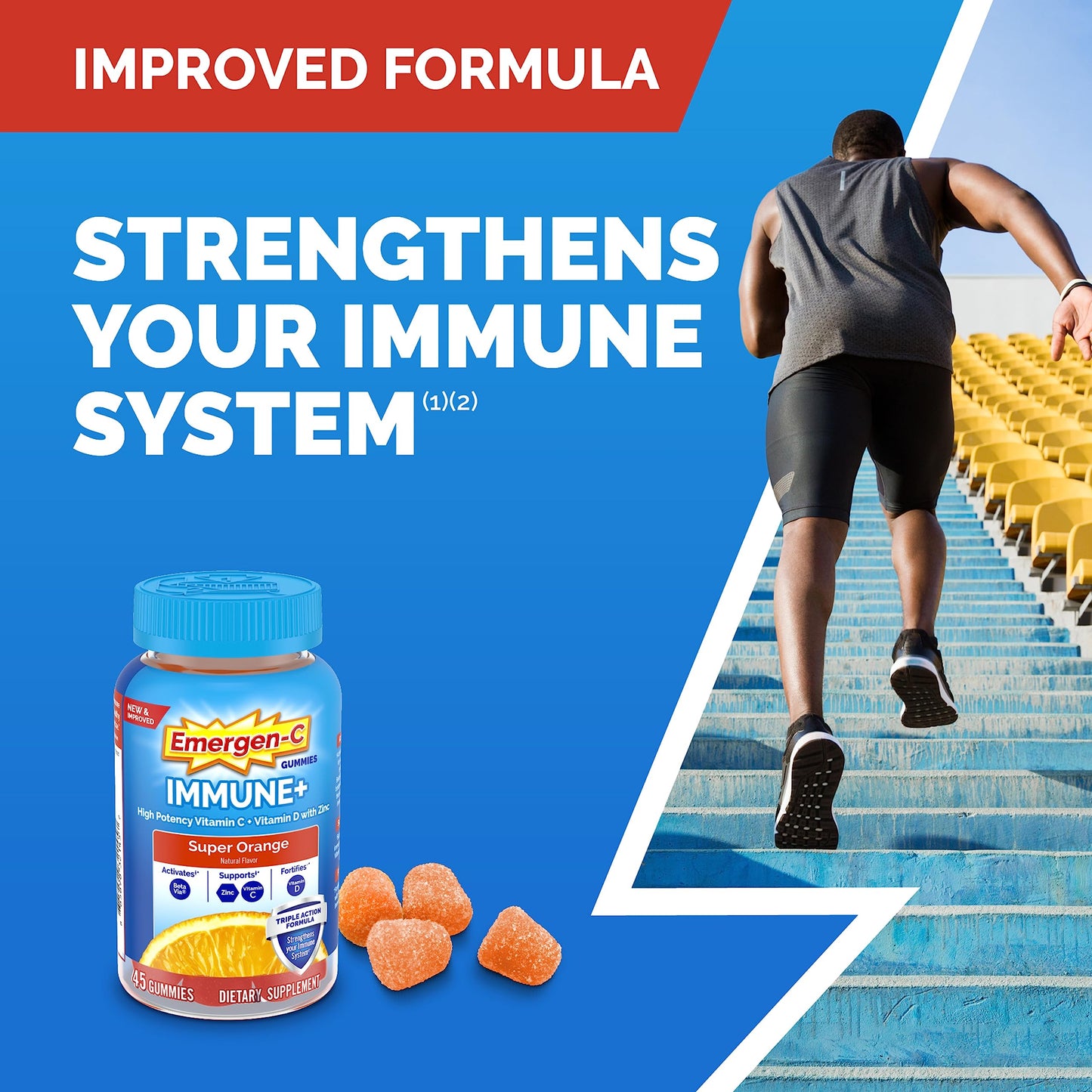 HALEON Emergen-C Immune+ Triple Action Immune Support Gummies, 45 Count