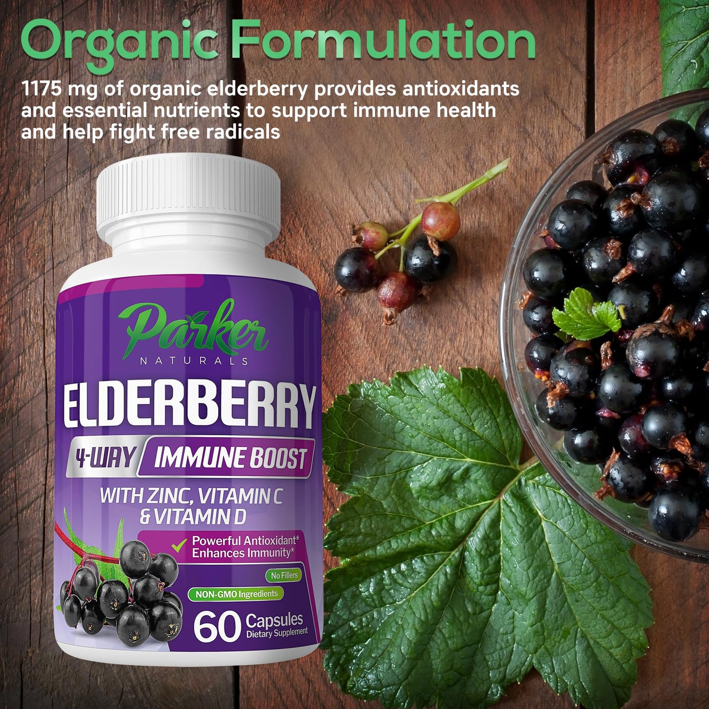 Parker Naturals Organic Elderberry Capsules, 60 Capsules