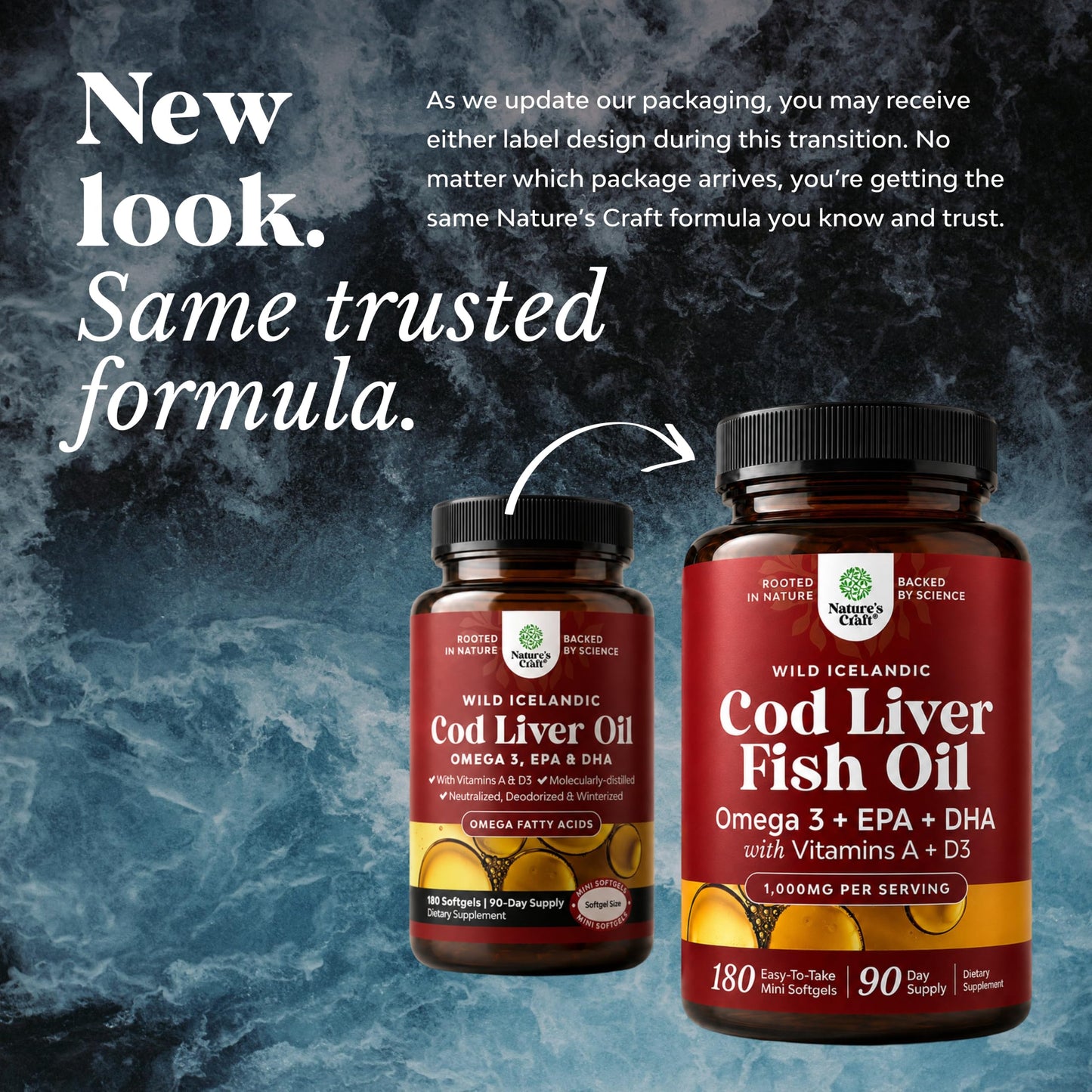 Natures Craft Cod Liver Oil Omega-3 Fish Oil Softgels, 180 Count