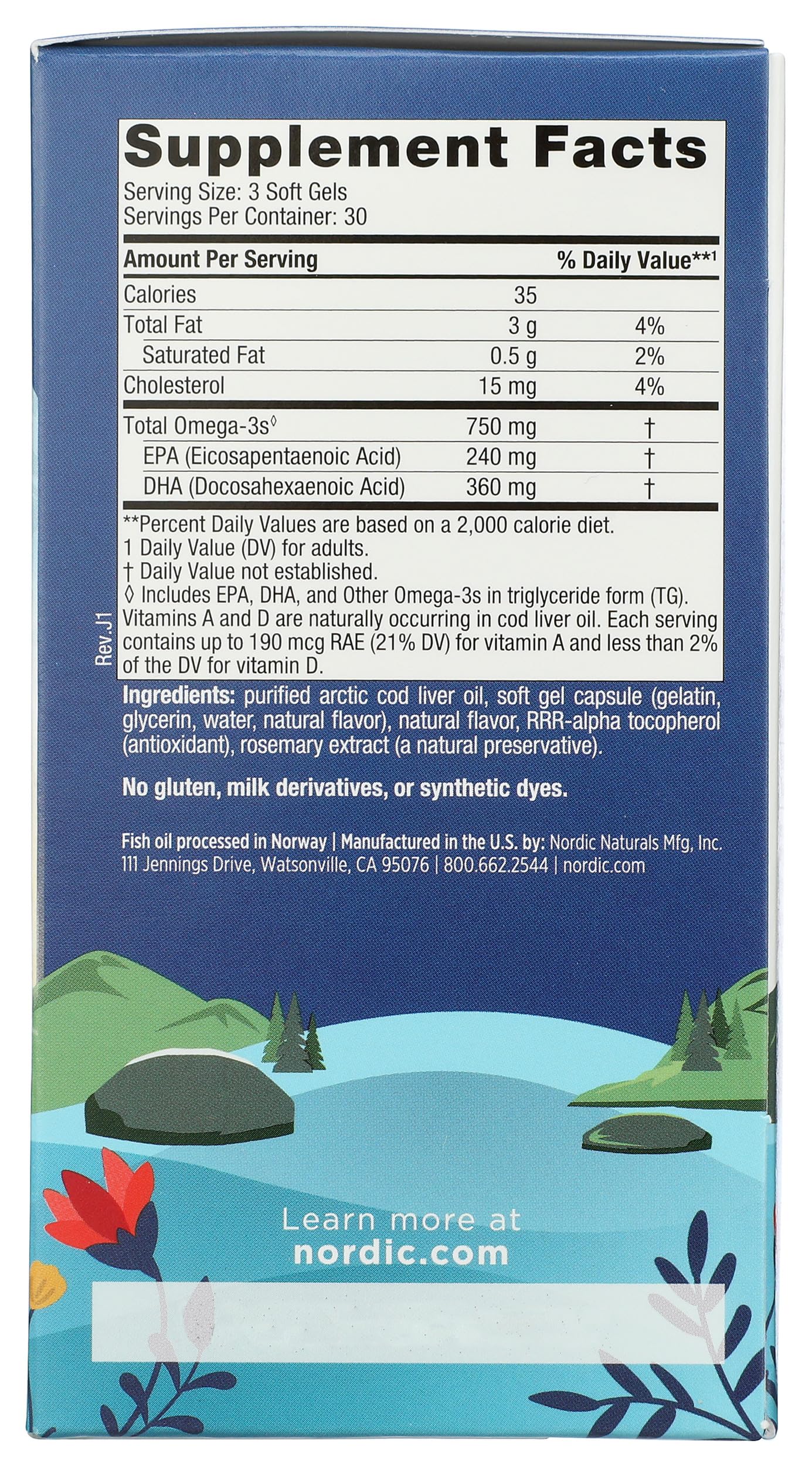 Nordic Naturals Cod Liver Oil Arctic Lemon 1000mg 90 Softgels
