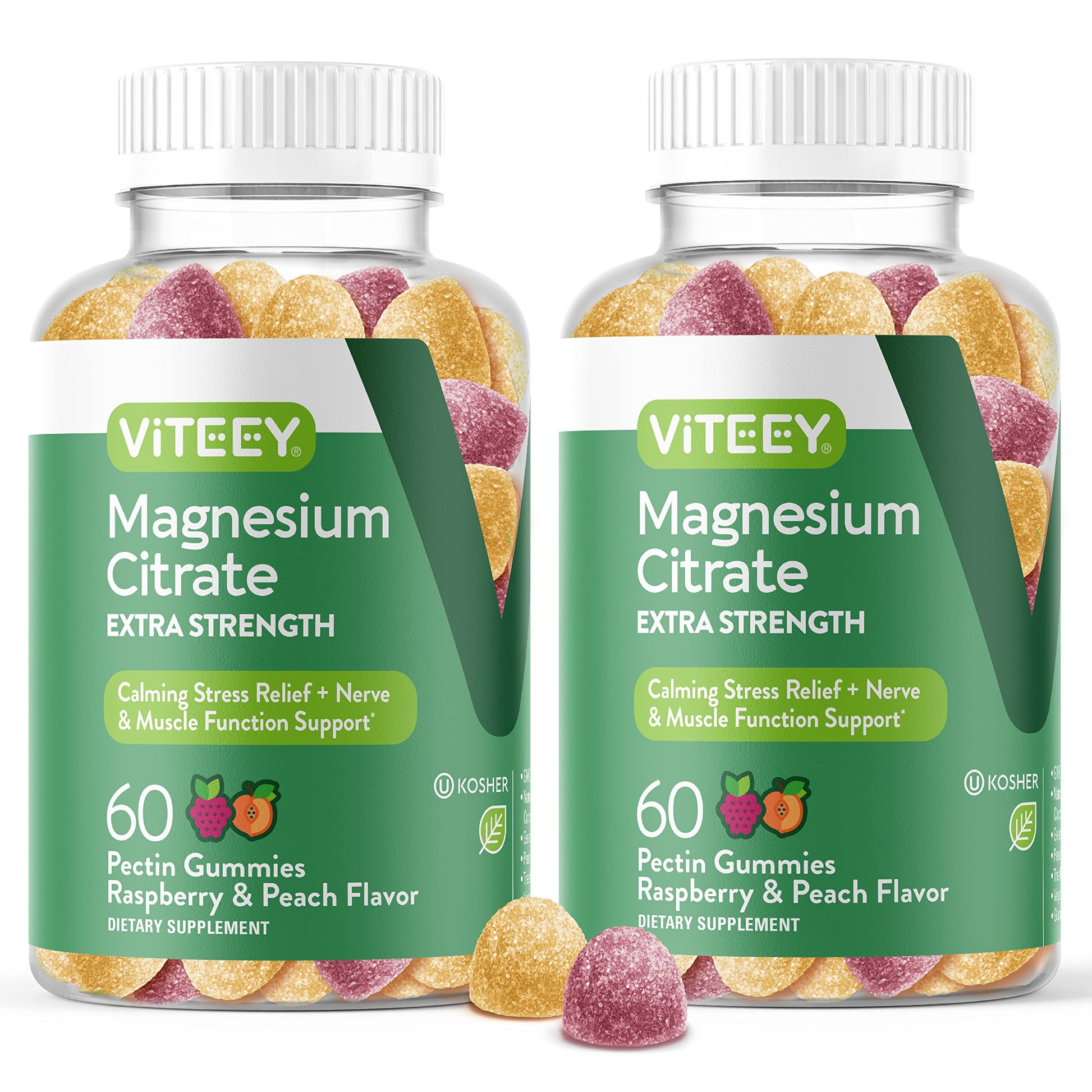 Viteey Magnesium Gummies for Adults - 170mg Magnesium Citrate per Gummy, Calm, Sleep, Nerve & Muscle Function Support - Vegan, Gluten Free, 120 Gummies