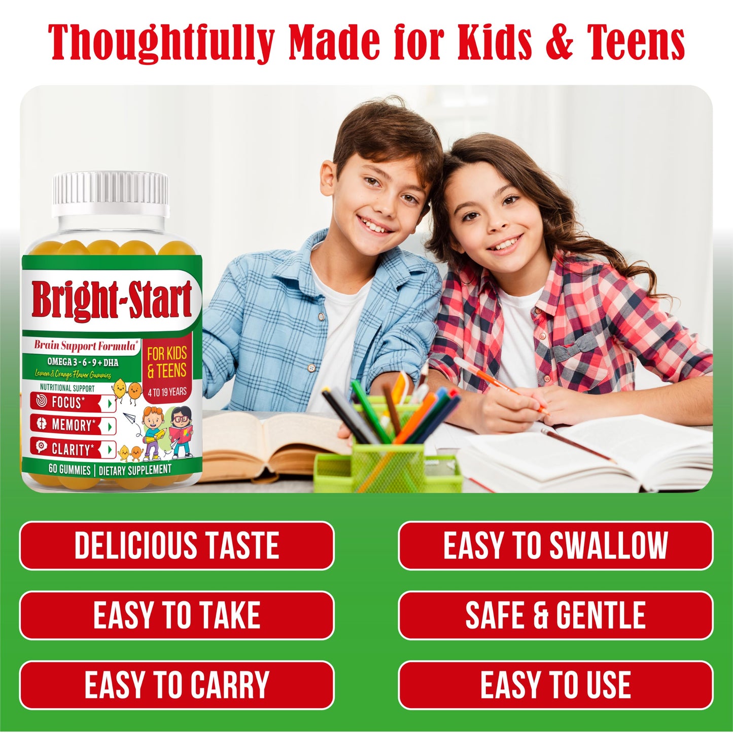 Celebrity LifeStyle Product BrightStart Focus Gummies for Kids & Teens Gummy 60 Count