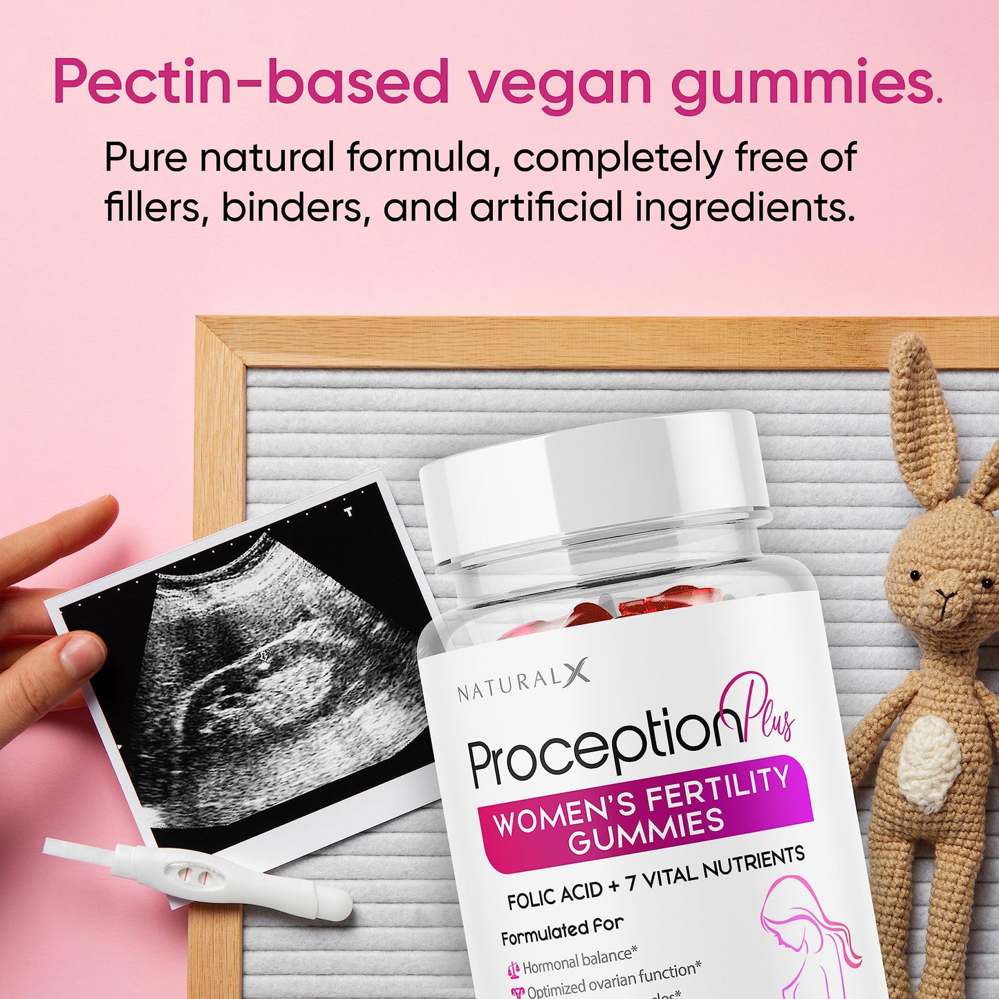 Natural X Fertility for Women - Myo-Inositol, Folic Acid, Biotin, B Vitamins Gummy 60 Count